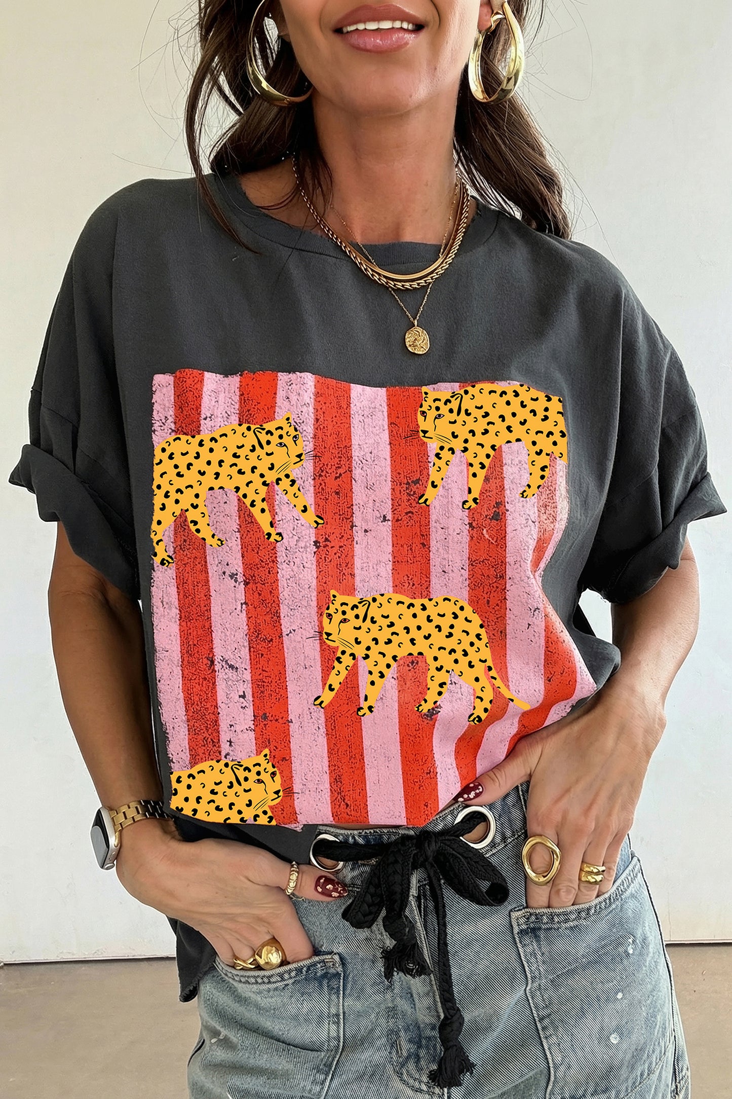 Cheetah Striped Retro Tee