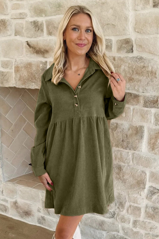 Vineyard Green Corduroy Mini Dress