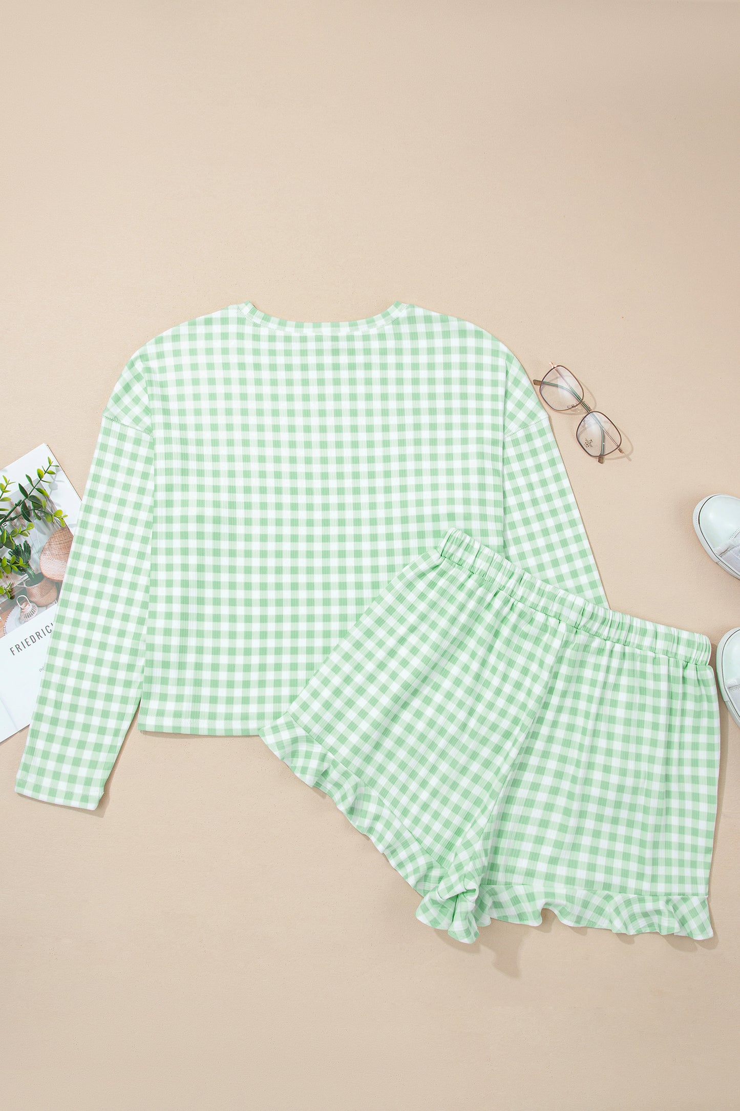 Green Gingham 2pc Lounge Set