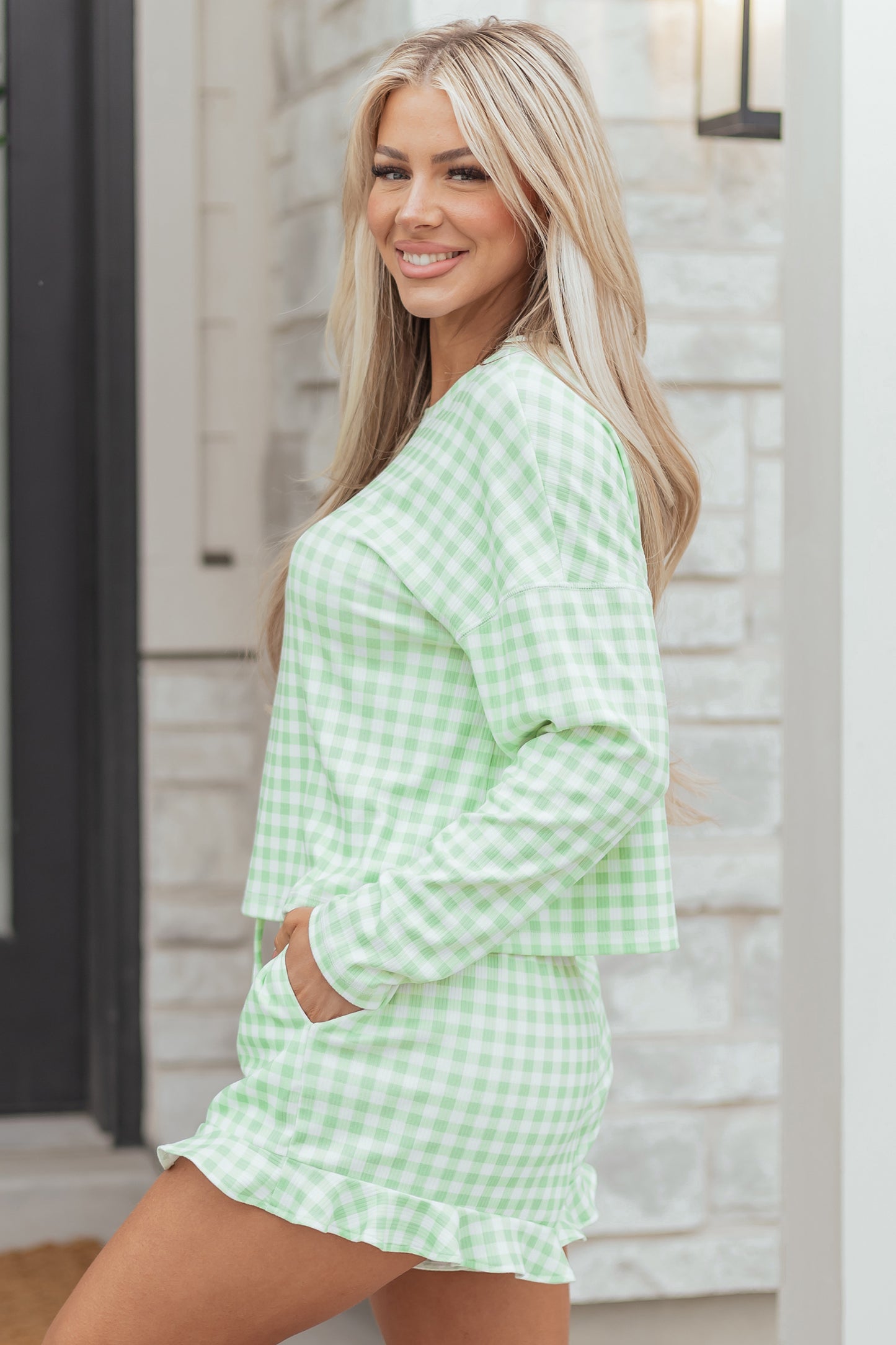 Green Gingham 2pc Lounge Set