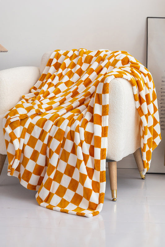 Yellow Checkered Soft Throw Blanket