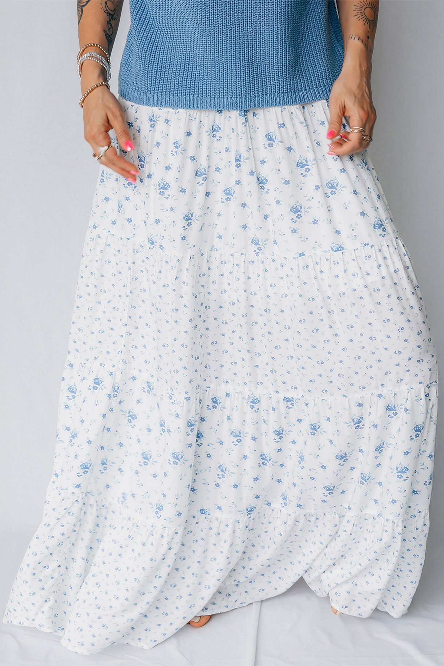 Tiny Floral Maxi Skirt