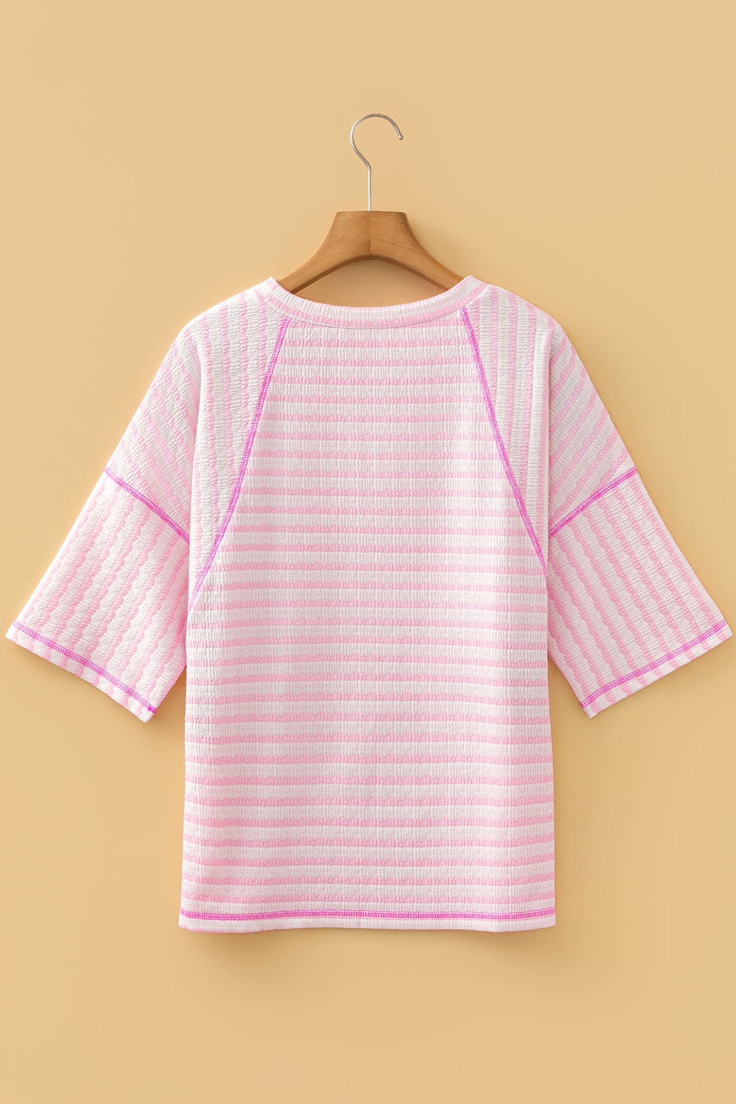 Pink Stripe Textured Knit Top
