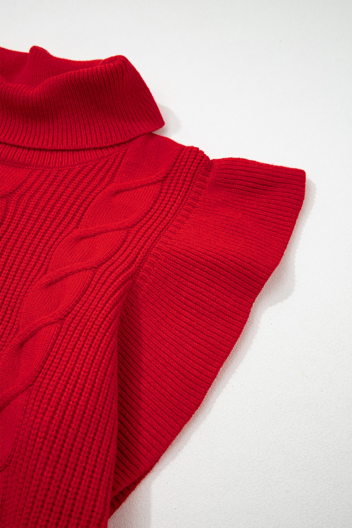 Ruffle Sleeve Cable Knit Sweater