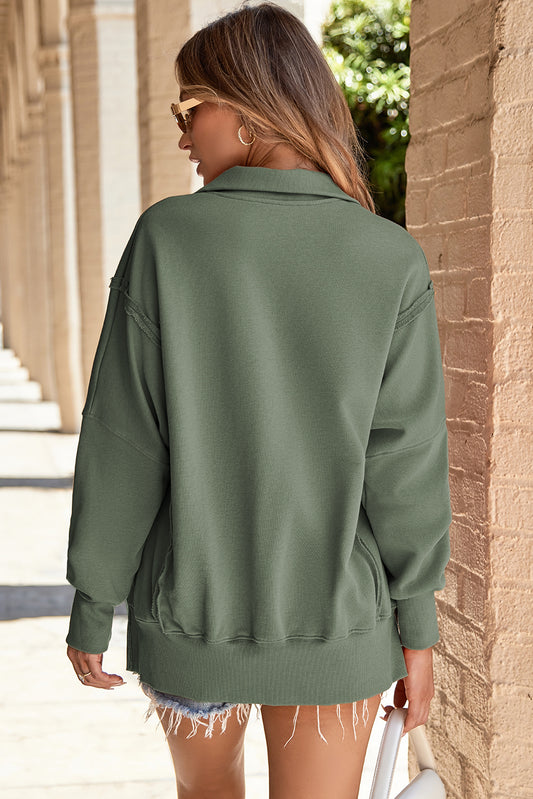 Collared Sweatshirt in Moss Green
