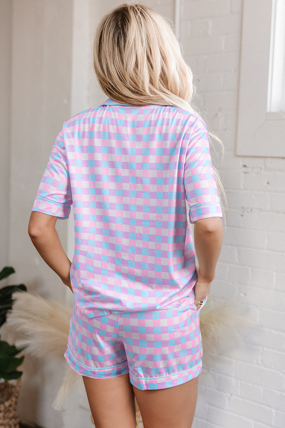 Purple Checkered Pajama Set