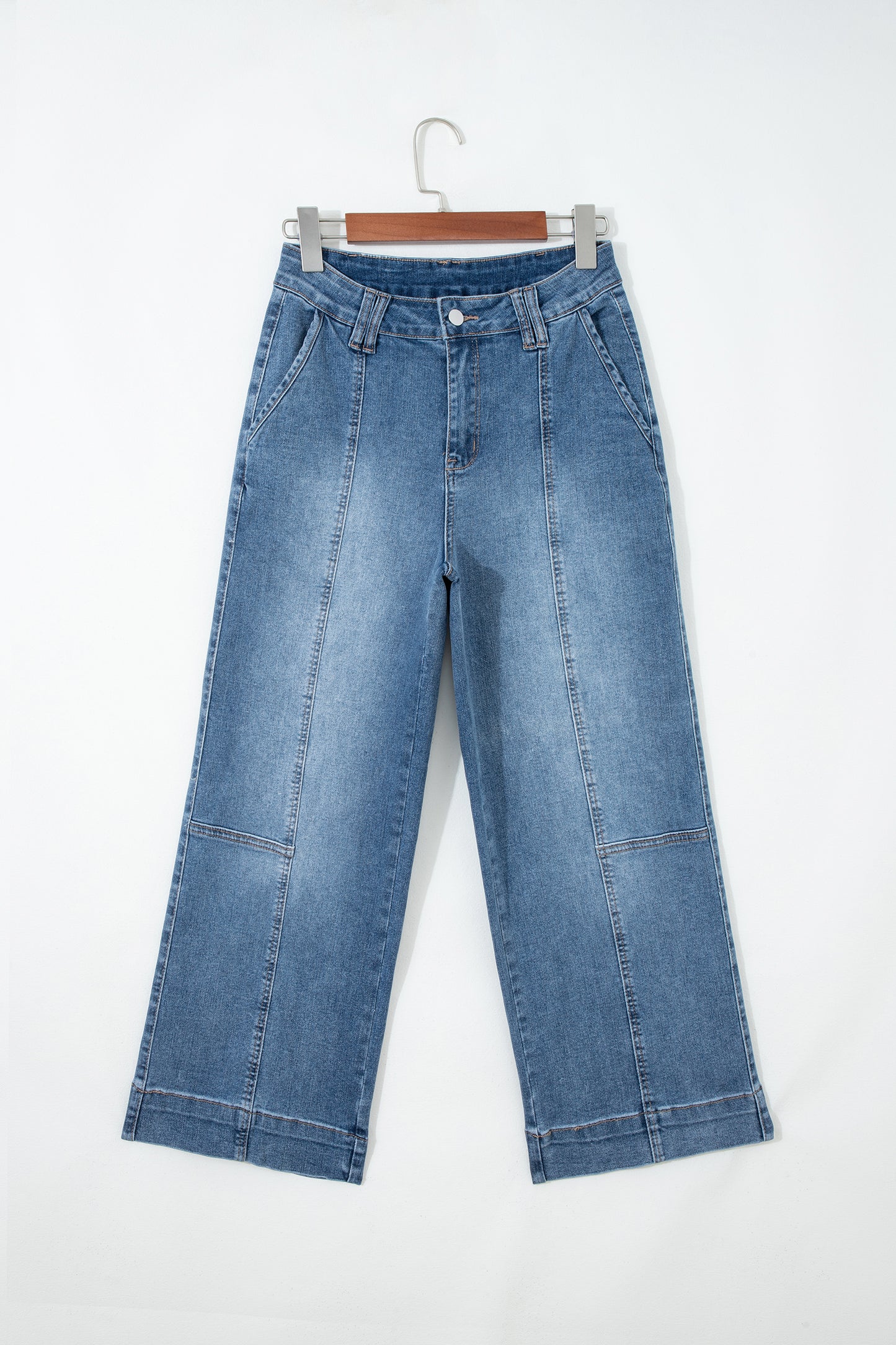 Sail Blue Exposed Stitch Straight Jeans
