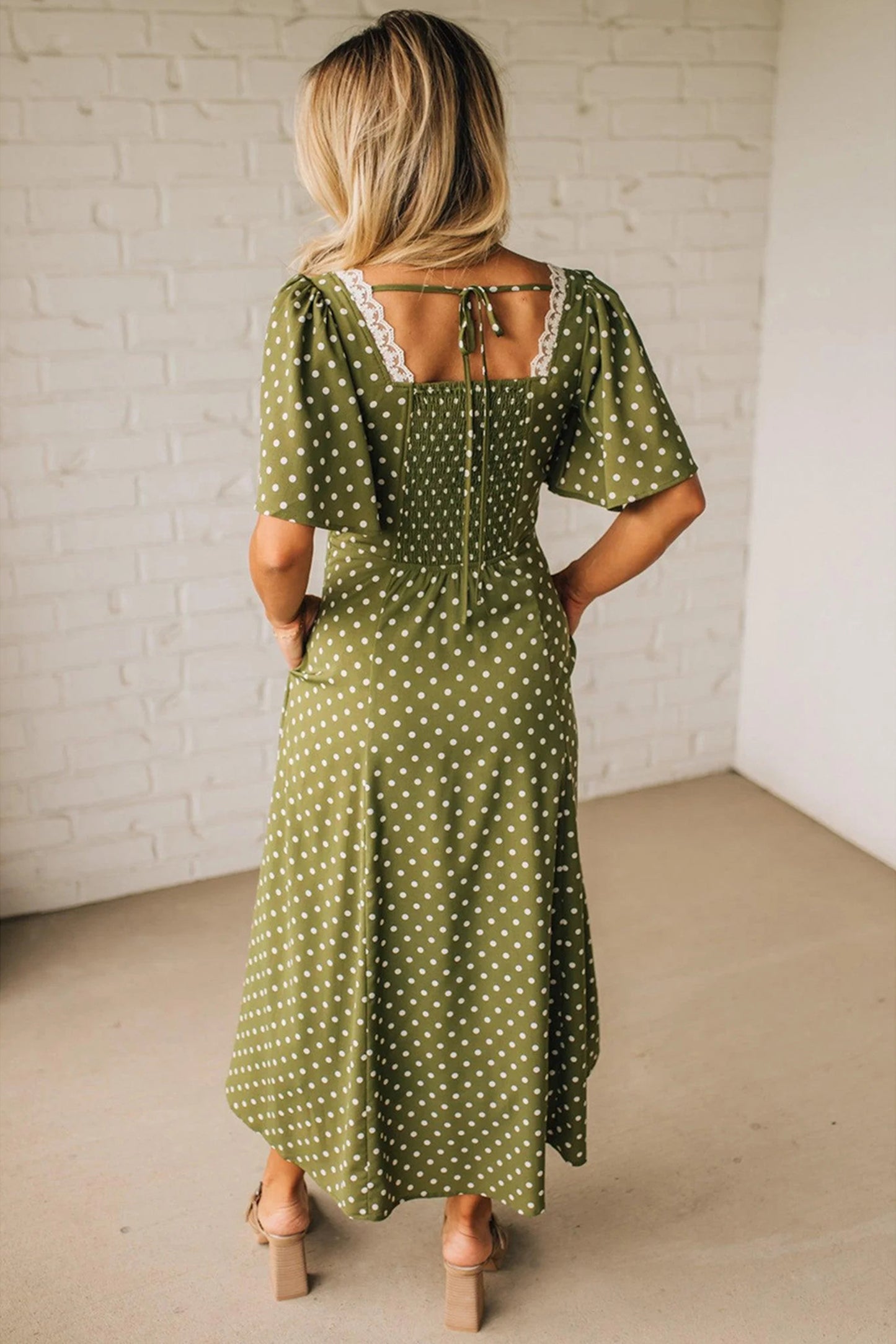 Polka Dot Smocked Maxi Dress