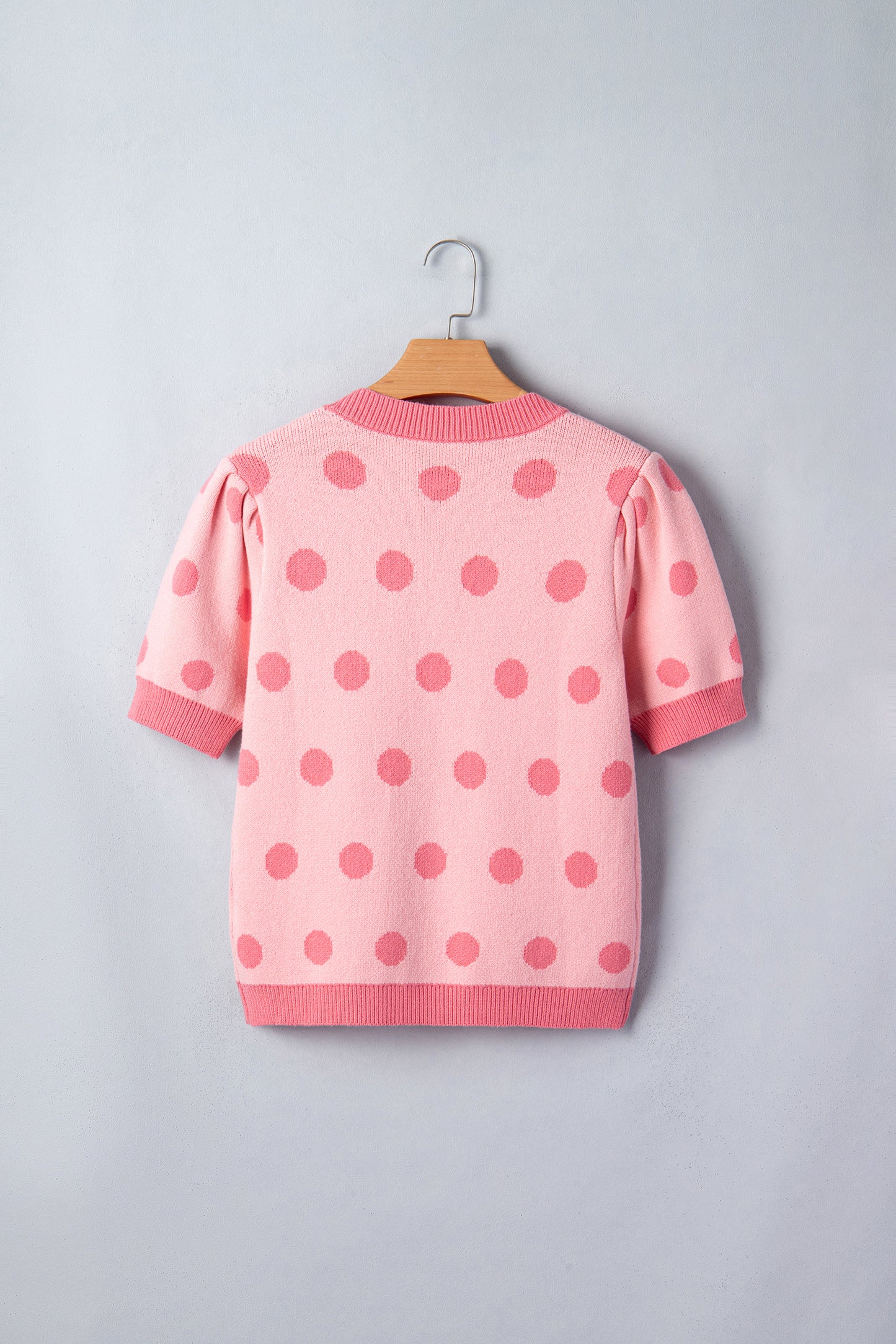 Polka Dot Puff Short Sleeve Sweater
