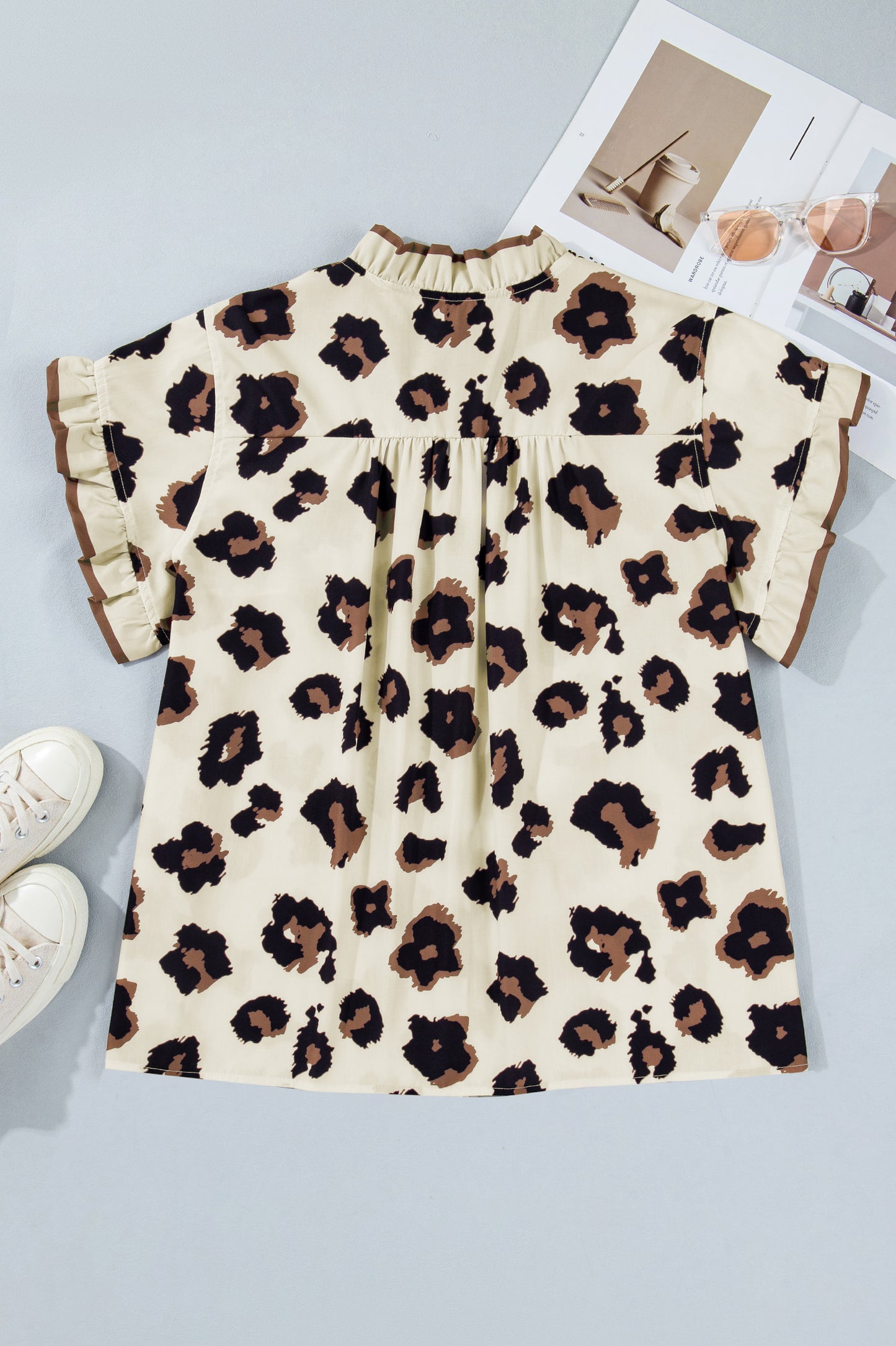 Leopard Button Down Blouse in Plus Size