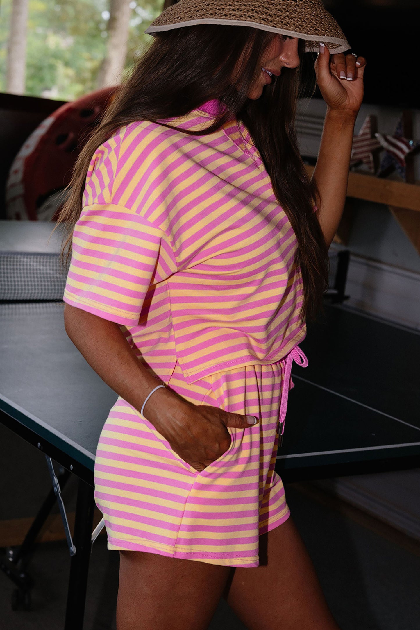 Striped Boxy Terry Shorts & Tee Set