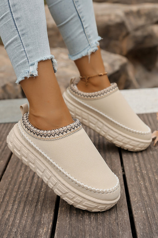 Snowy White Faux Suede Plush Clog
