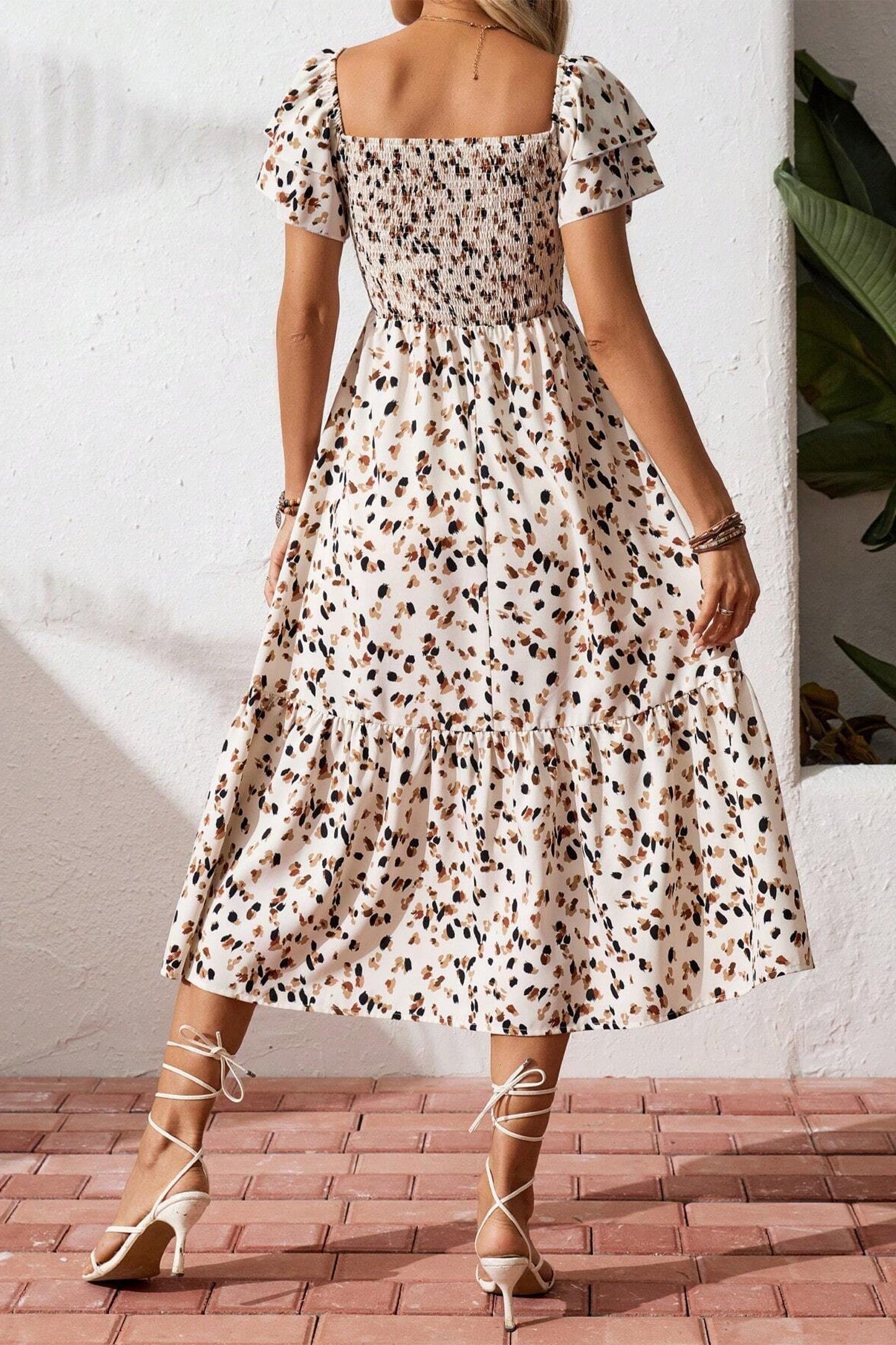 Ditsy Floral Smocked Midi Dress