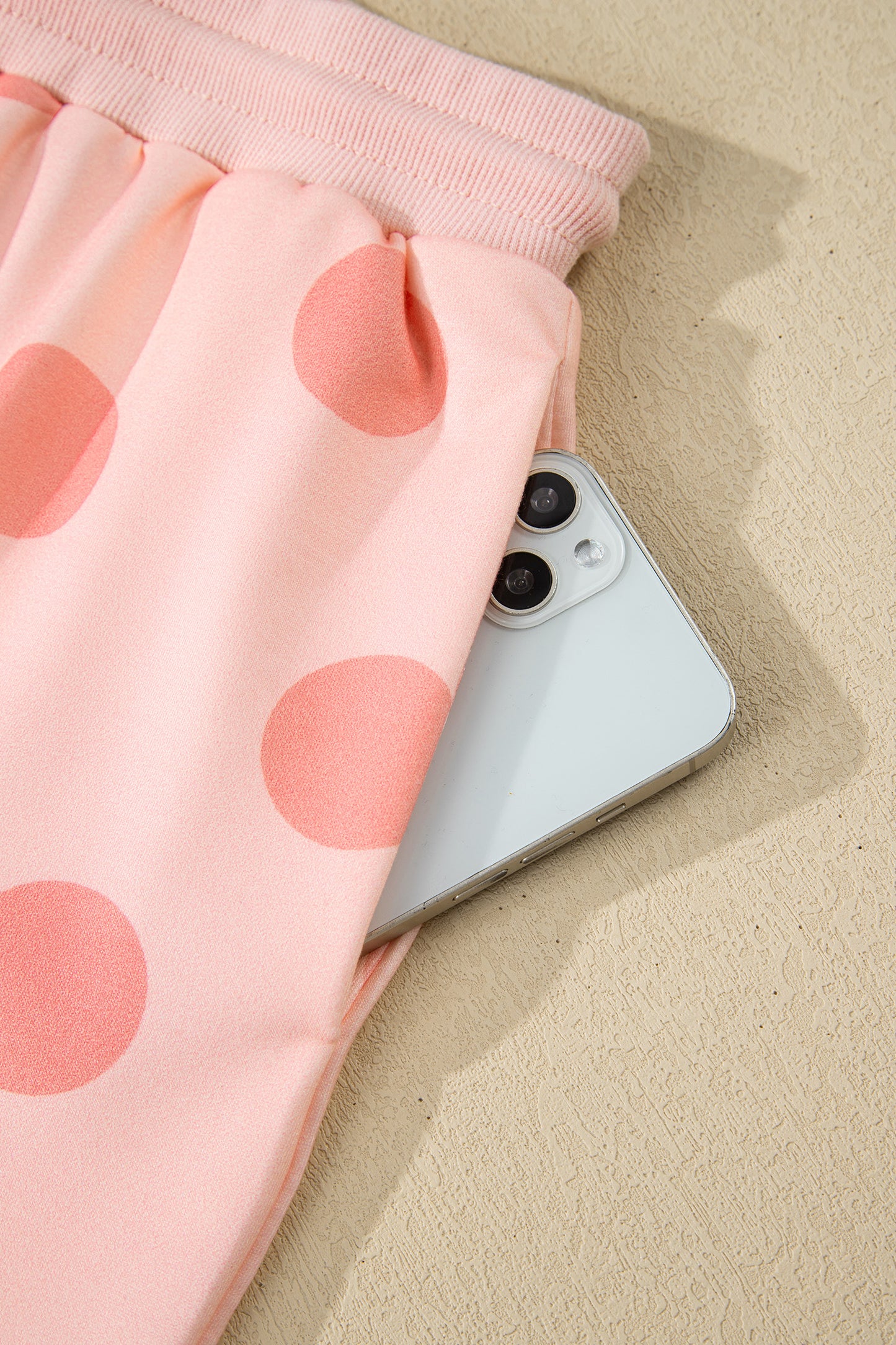 Polka Dot Print Pullover & Shorts Set