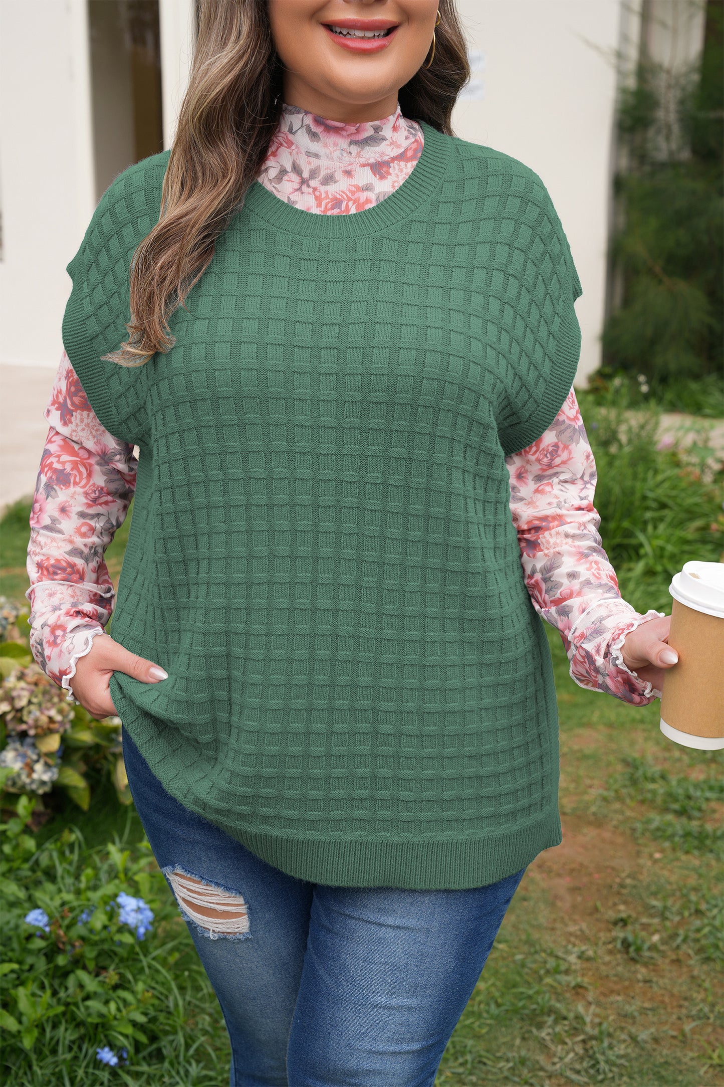 Mist Green Sweater in Plus Size