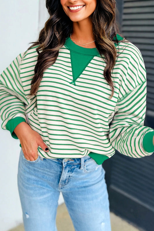 Striped Exposed Seam Pullover Top