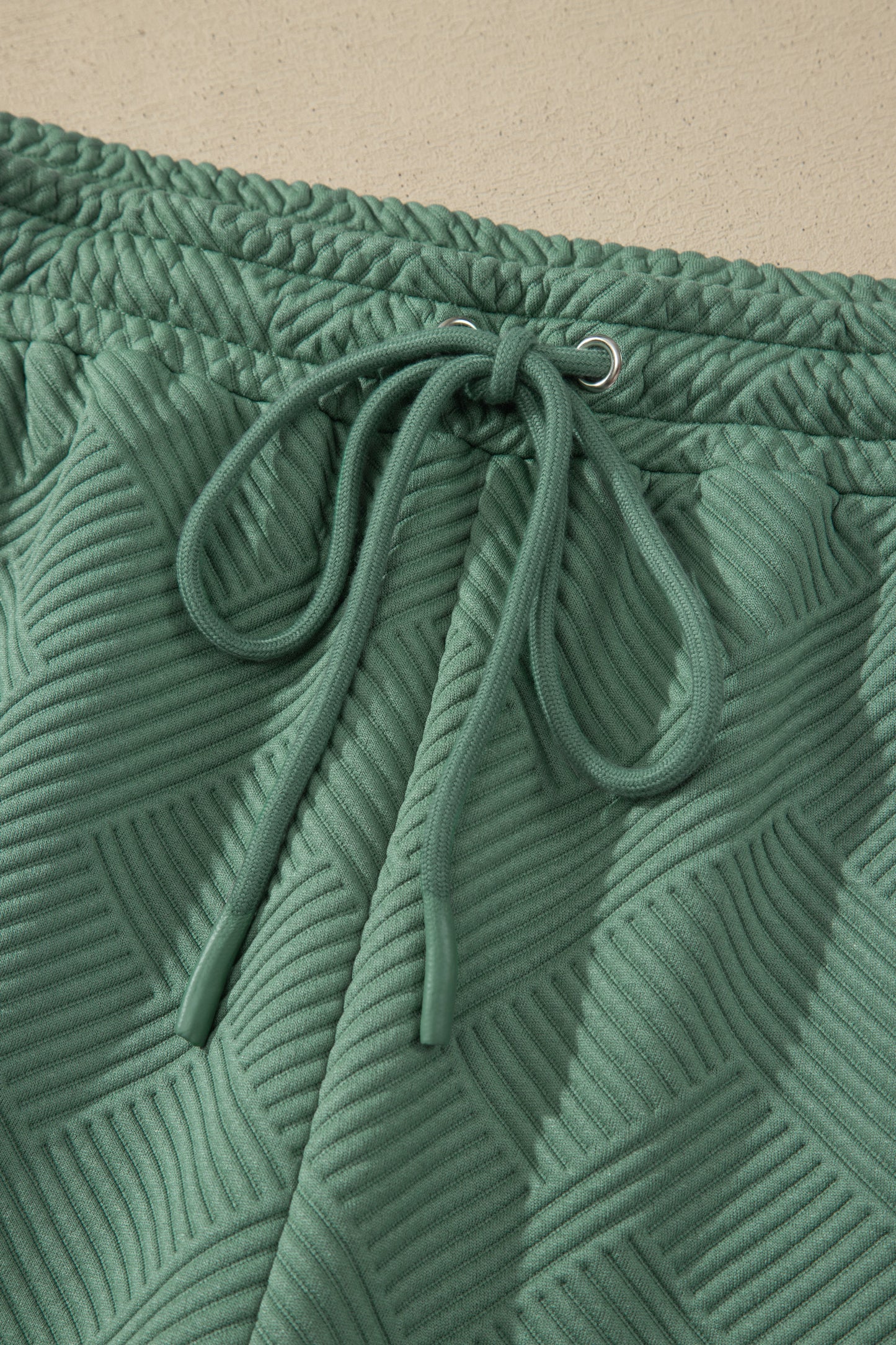 Mineral Blue Textured Shorts Set in Plus Size