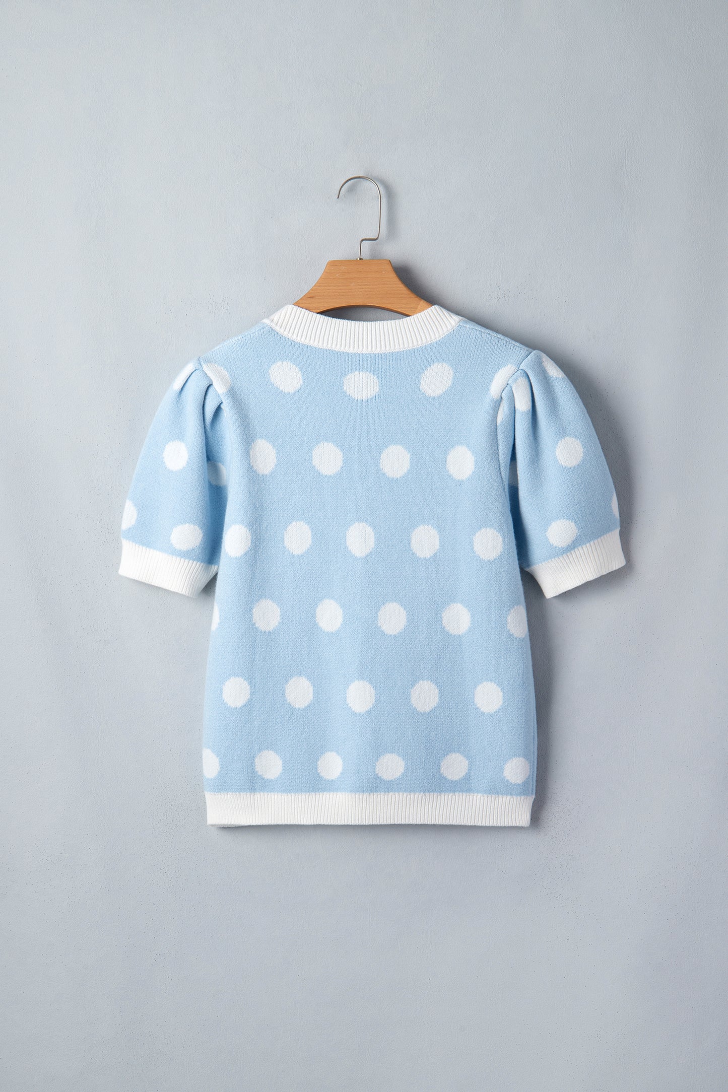 Polka Dot Puff Short Sleeve Sweater