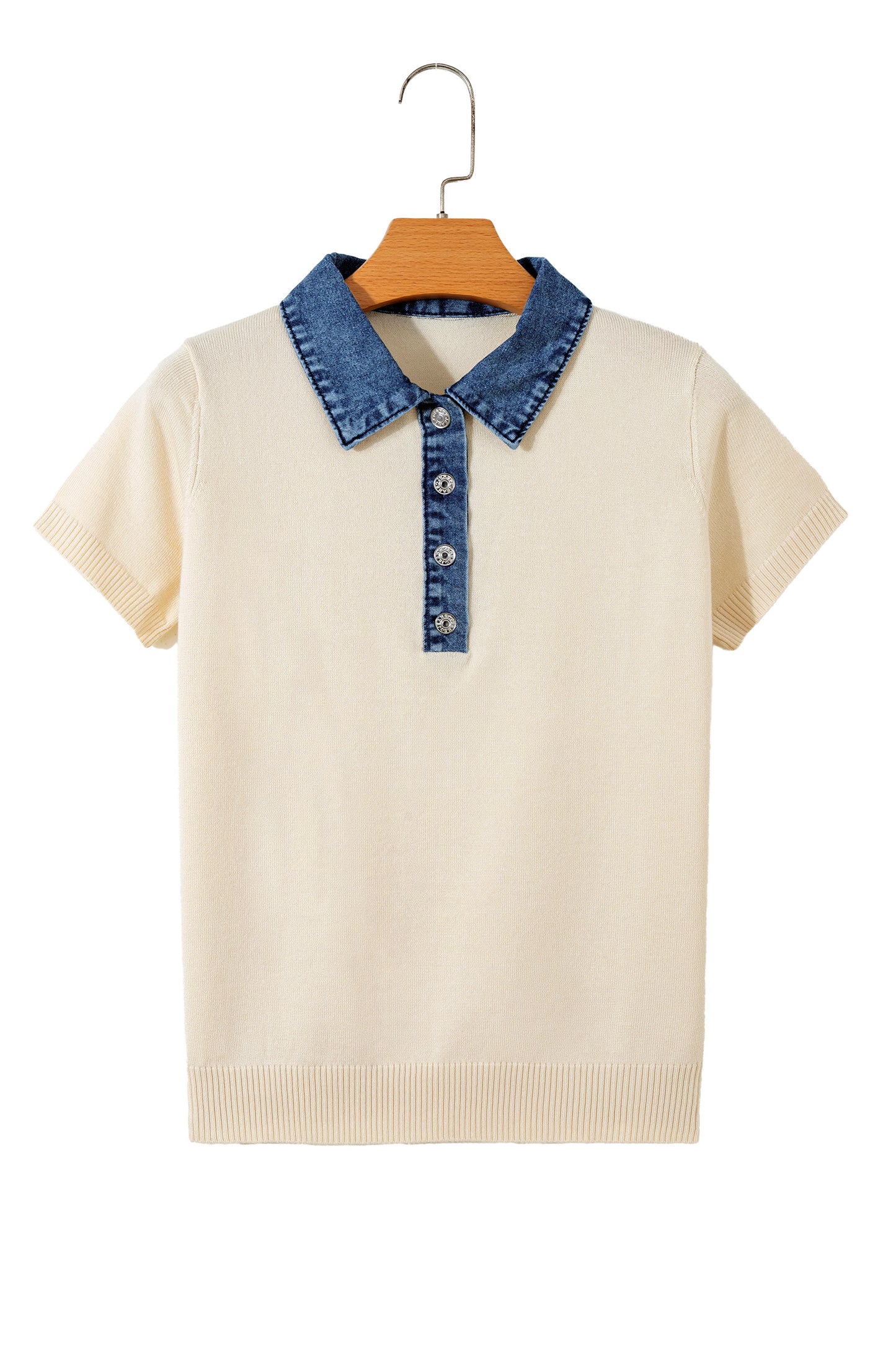 Jet Stream Denim Contrast Polo Sweater
