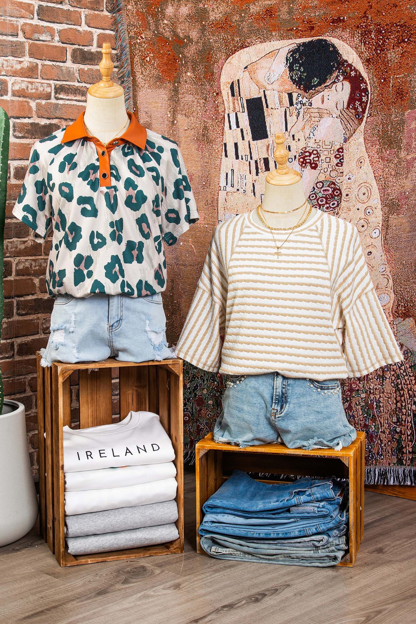 Apricot Stripe Textured Top