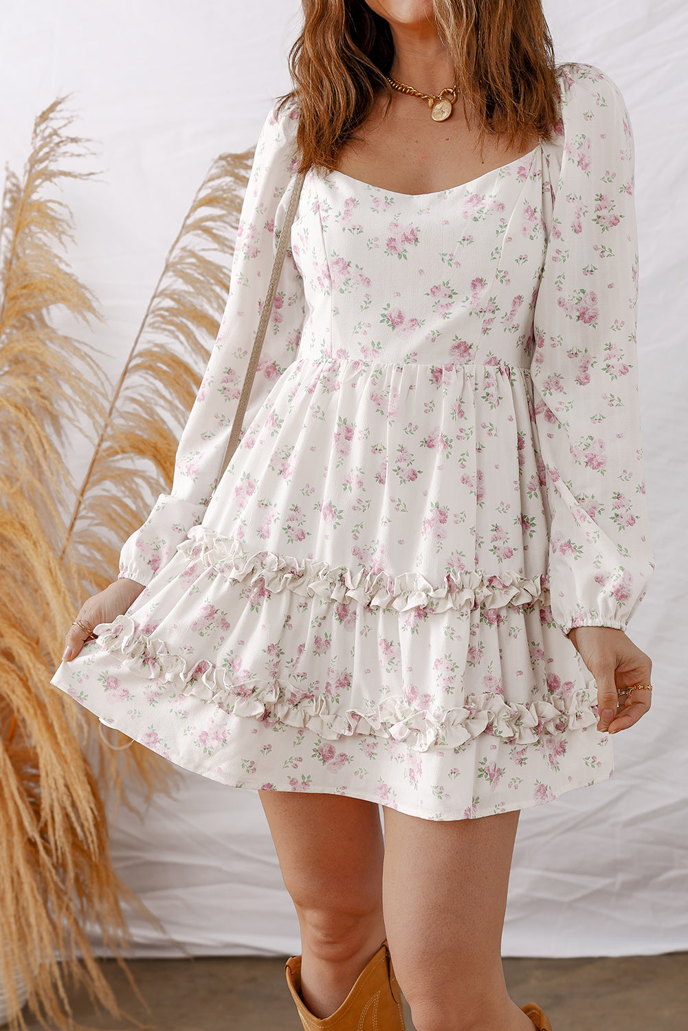 Pink Floral Babydoll Dress