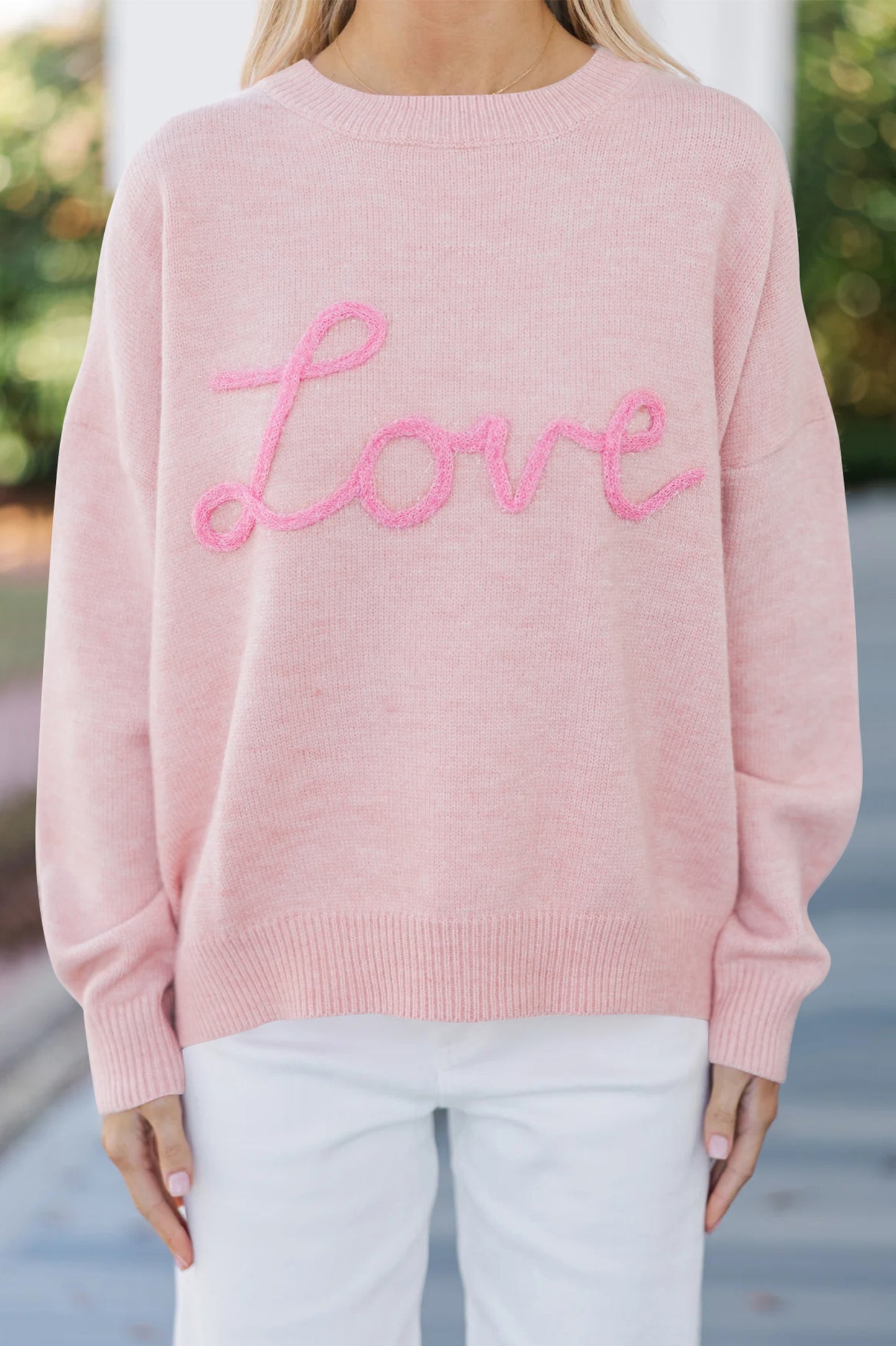 Pink Corded Love Sweater
