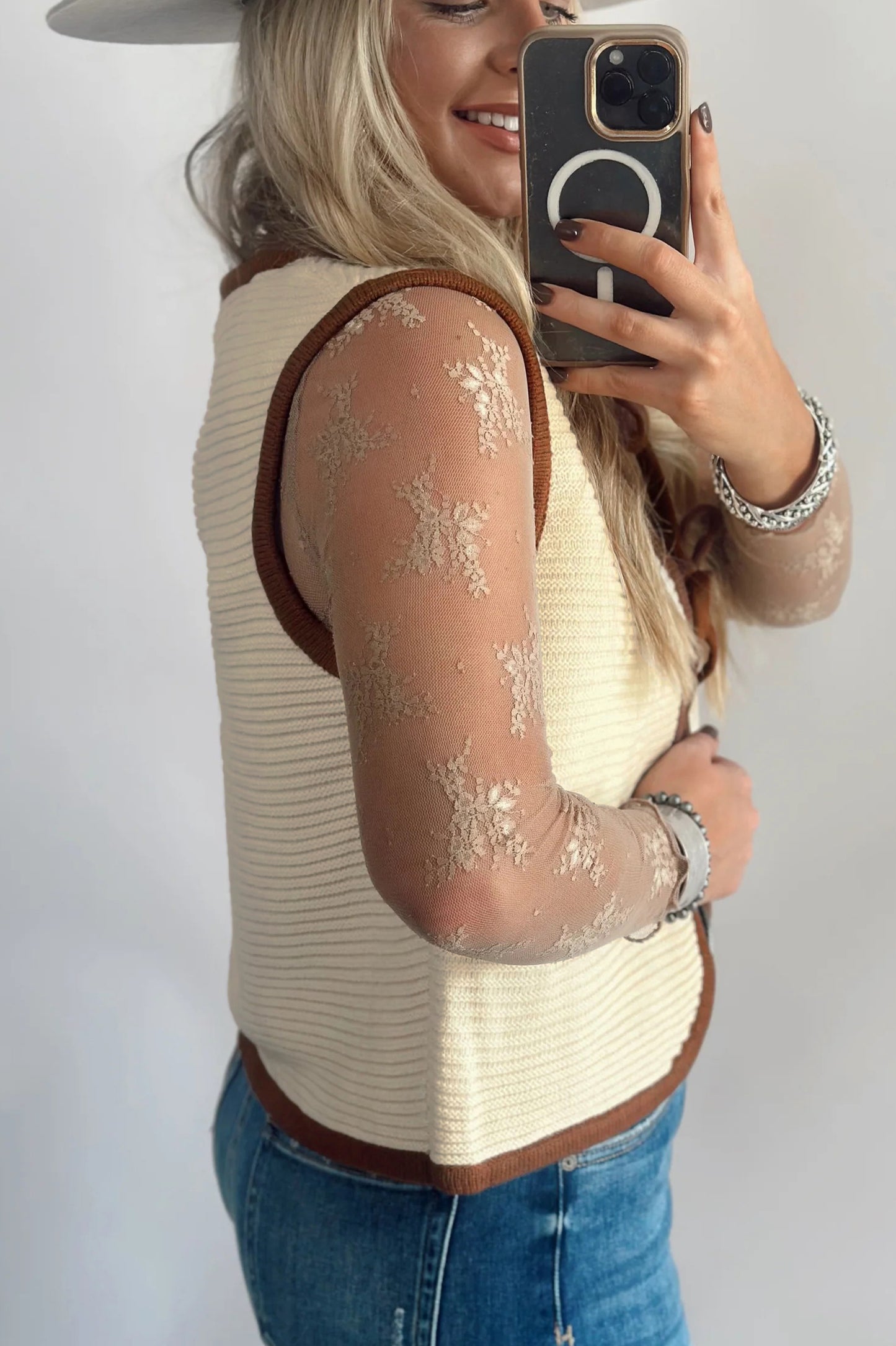 Ribbed Knit Bow Tie Sweater Vest