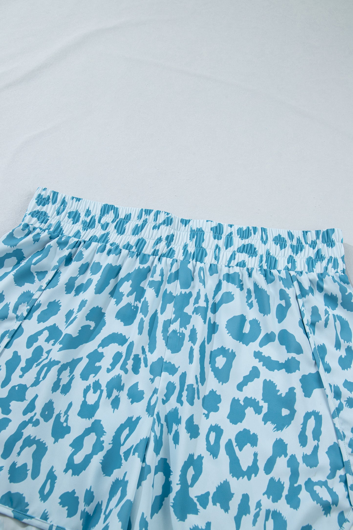 Blue Leopard Athletic Shorts in Plus Size