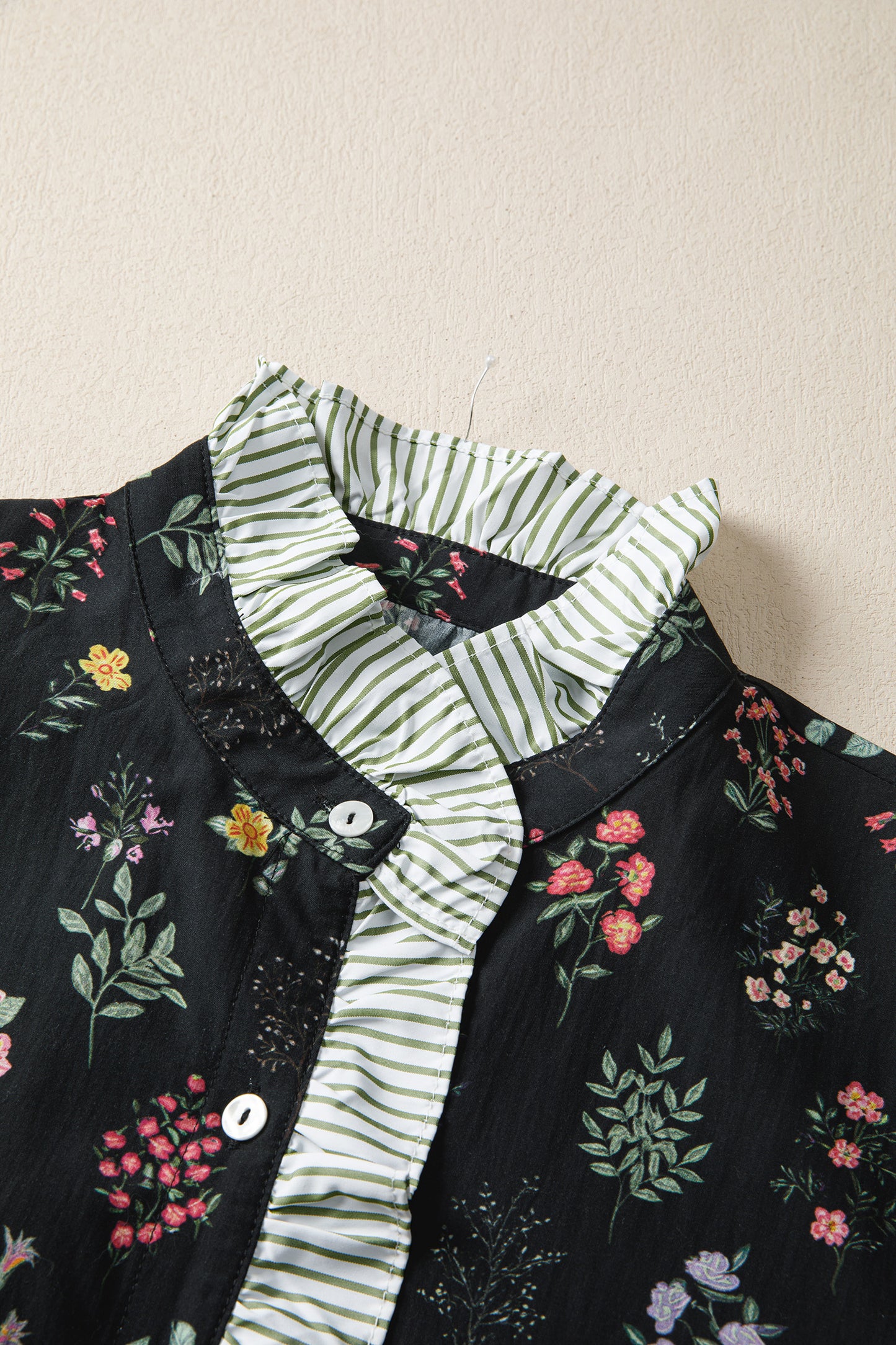 Frilled Trim Floral Blouse