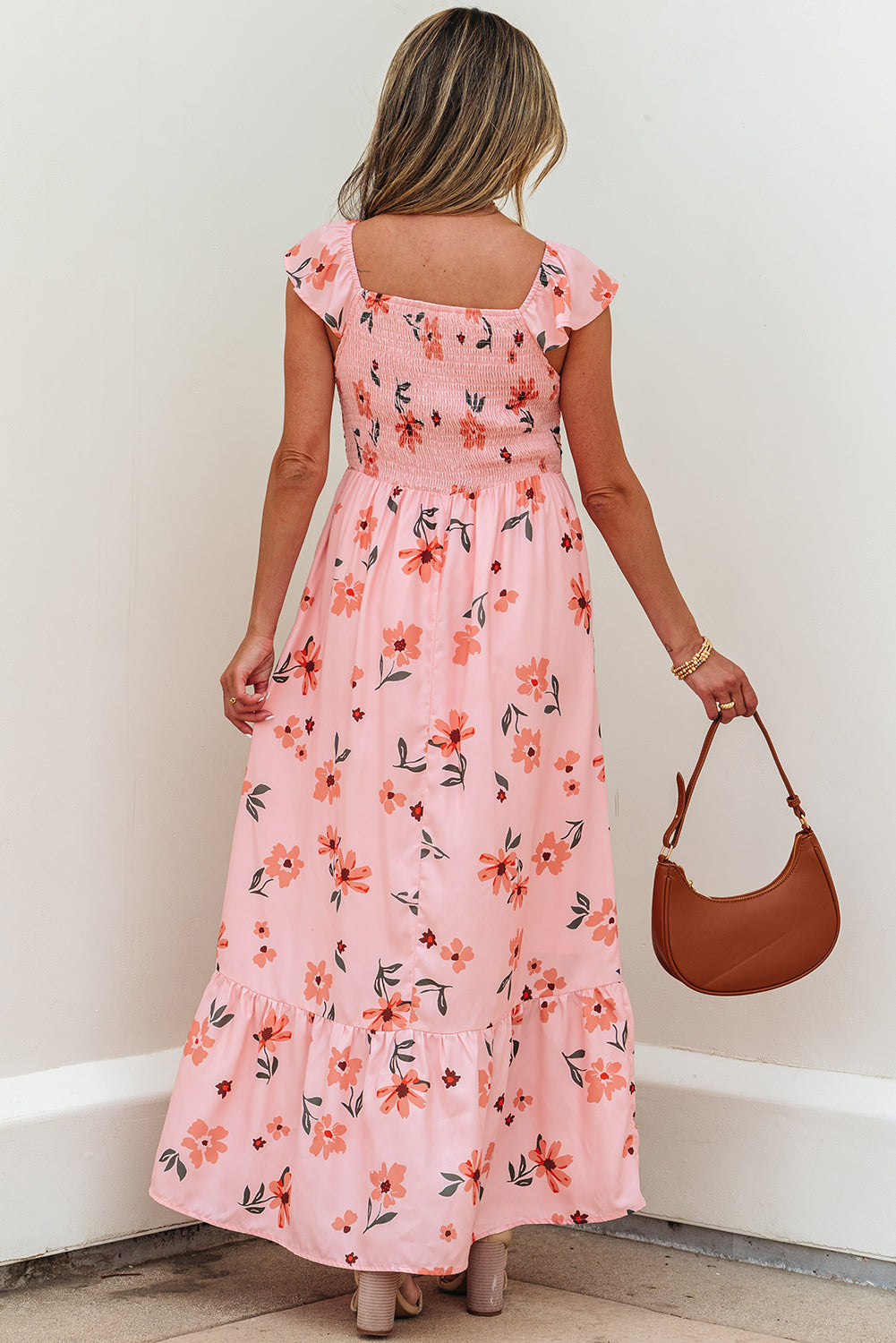 Sweet Pink Smocked Maxi Dress