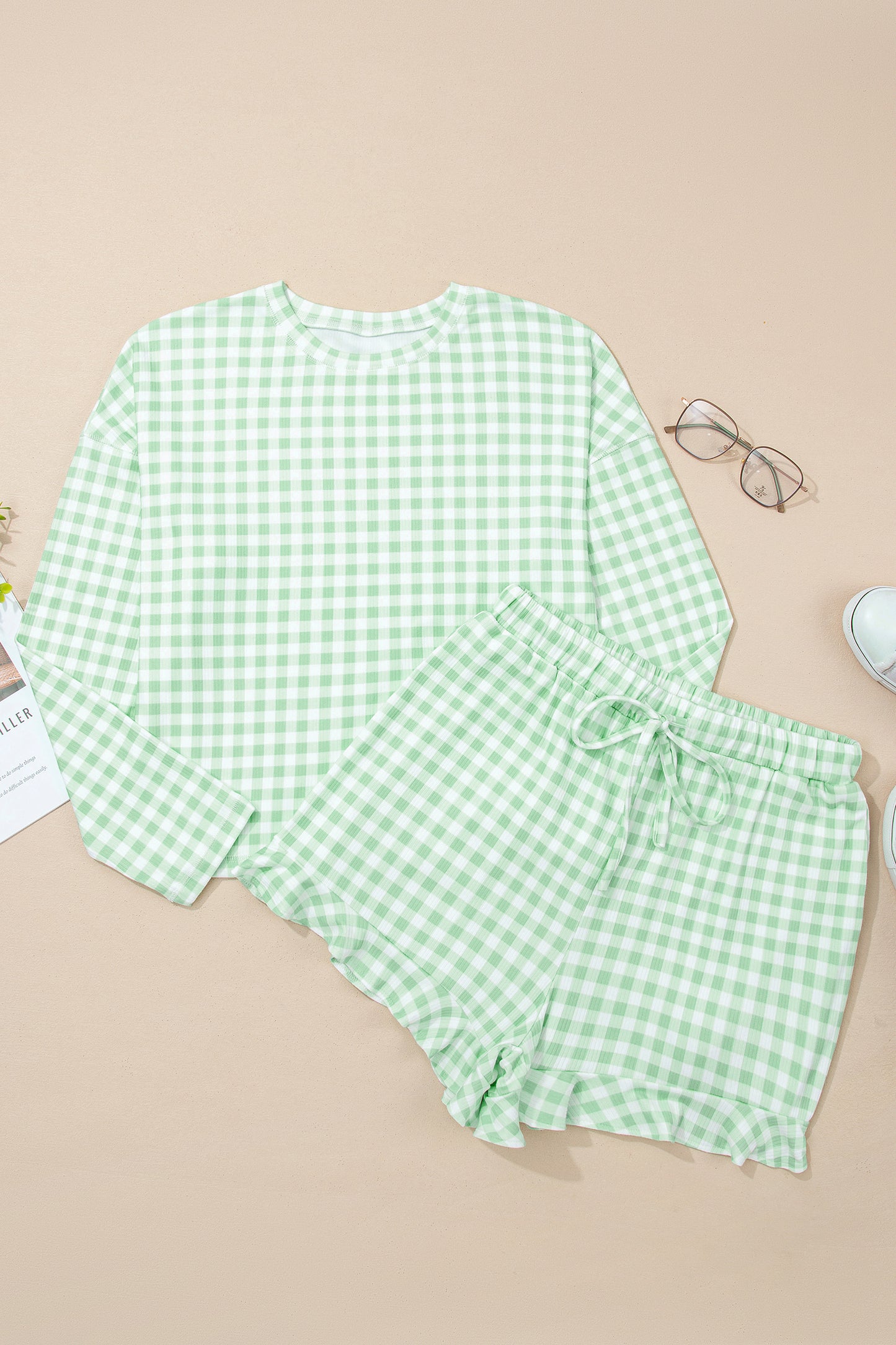 Green Gingham 2pc Lounge Set