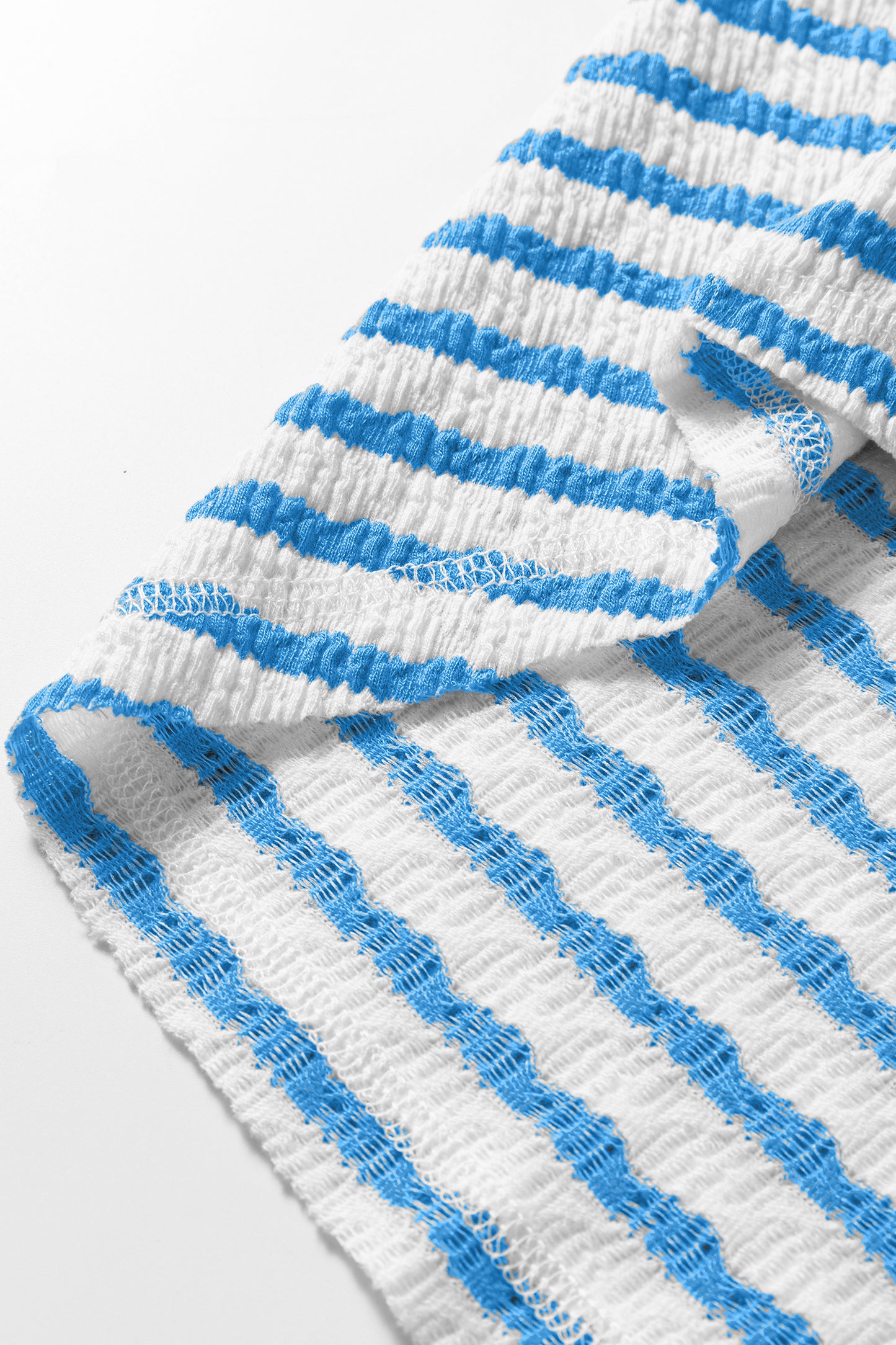 Blue Striped Textured T-Shirt