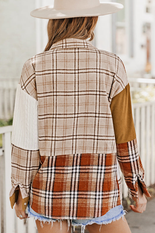 Plaid Color Block Shirt Jacket