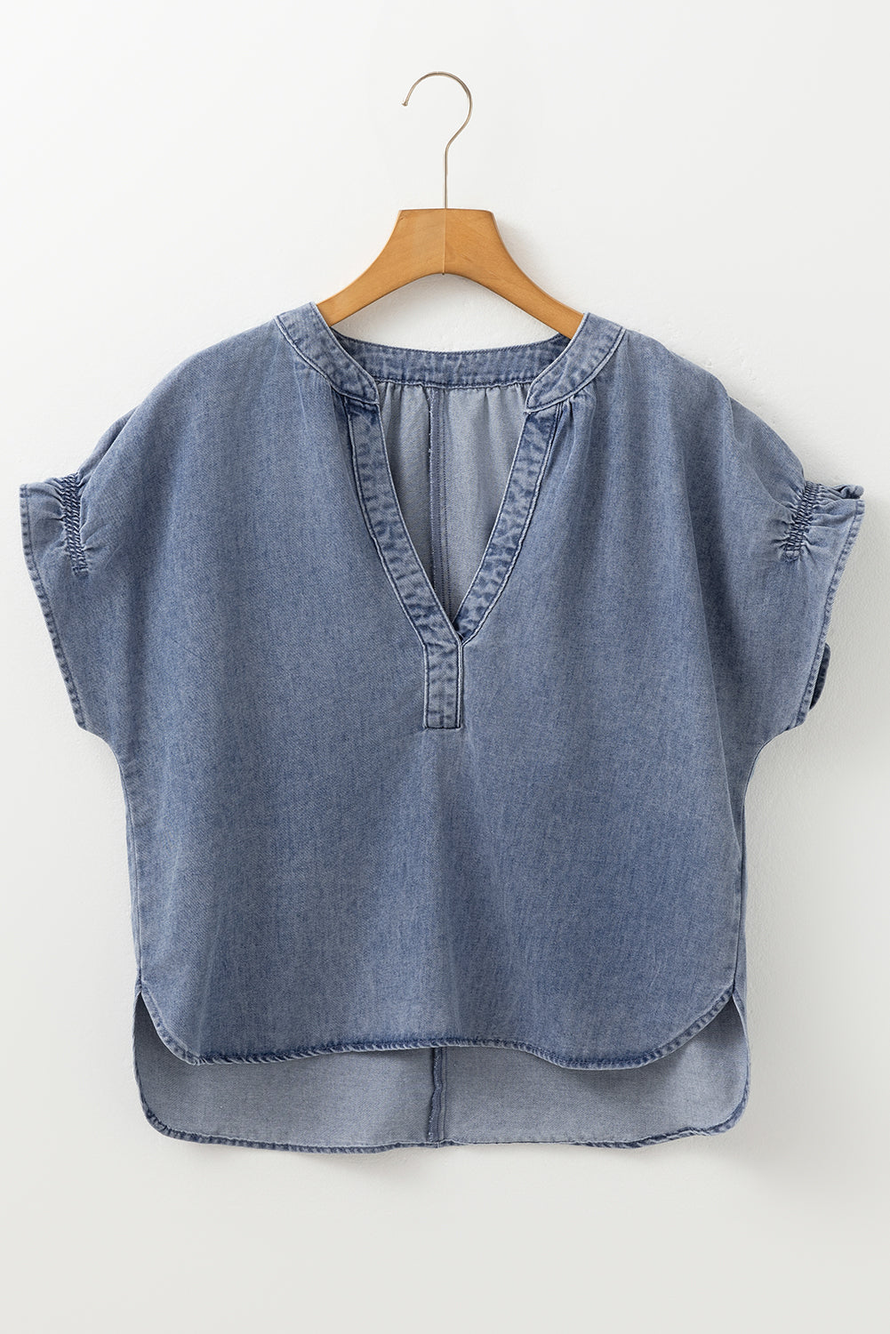 Dusk Blue Ruffled Denim Top