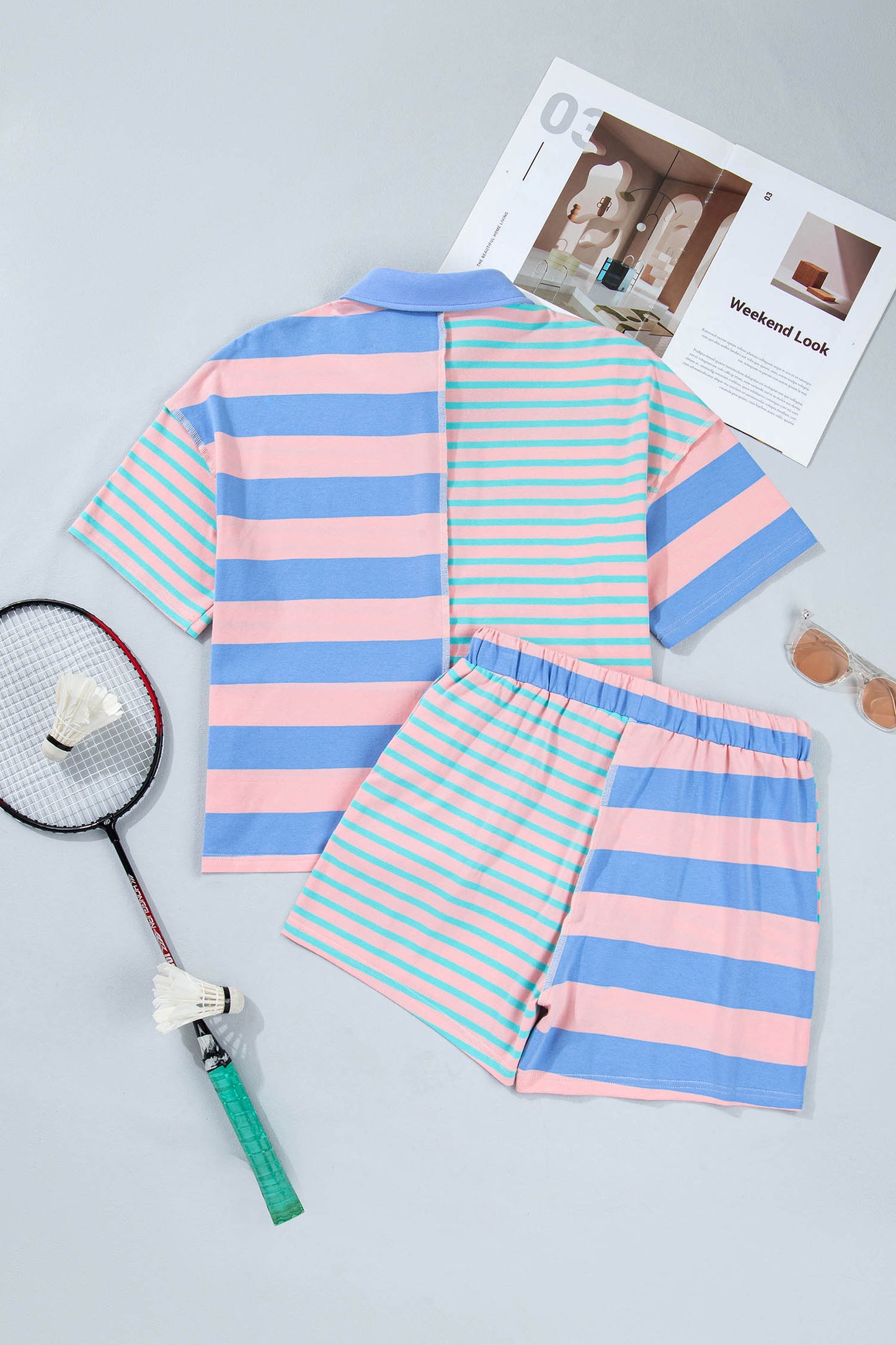 Pink Patchwork 2pc Short Set