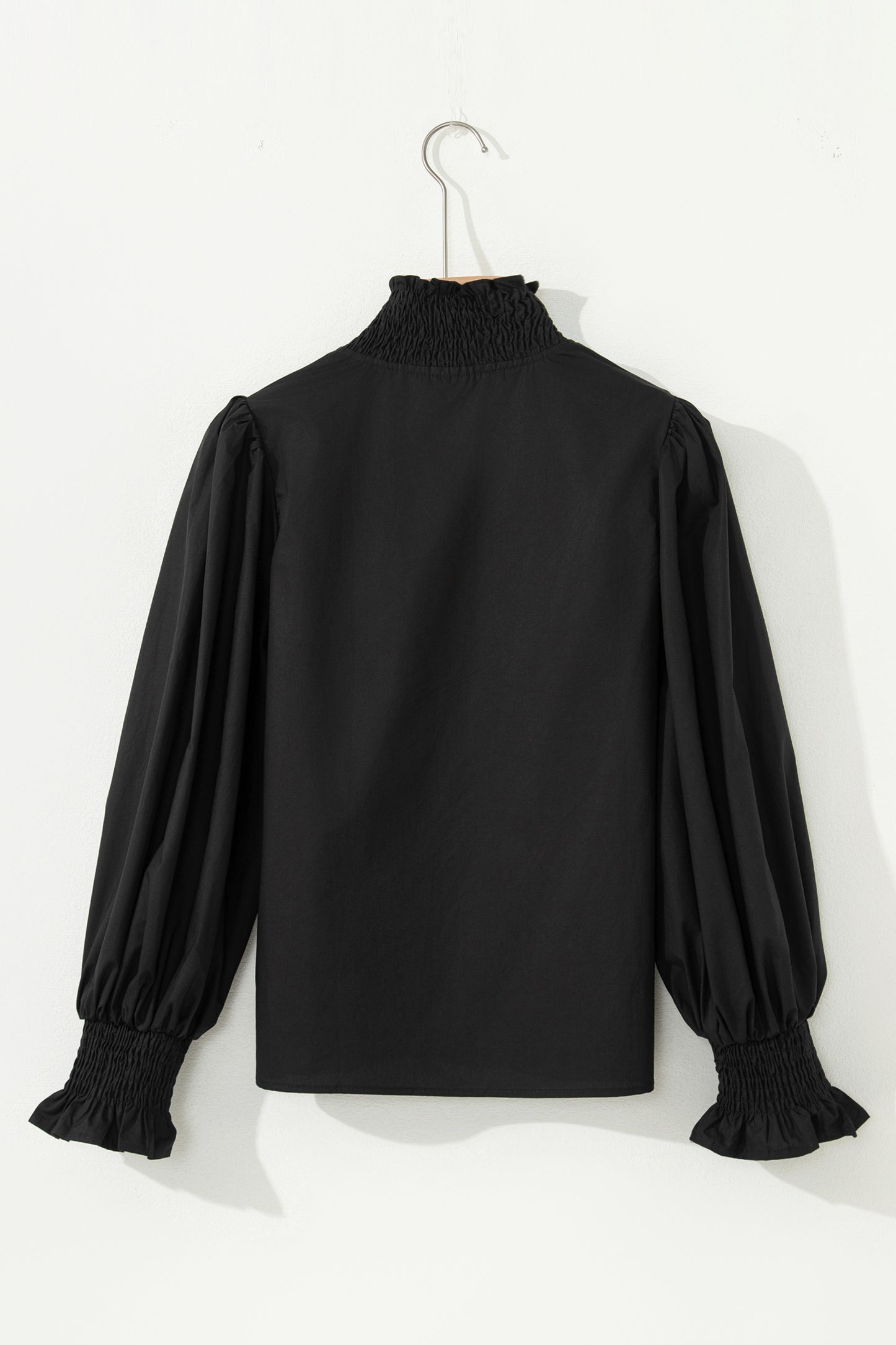 Black Leopard Trim Blouse