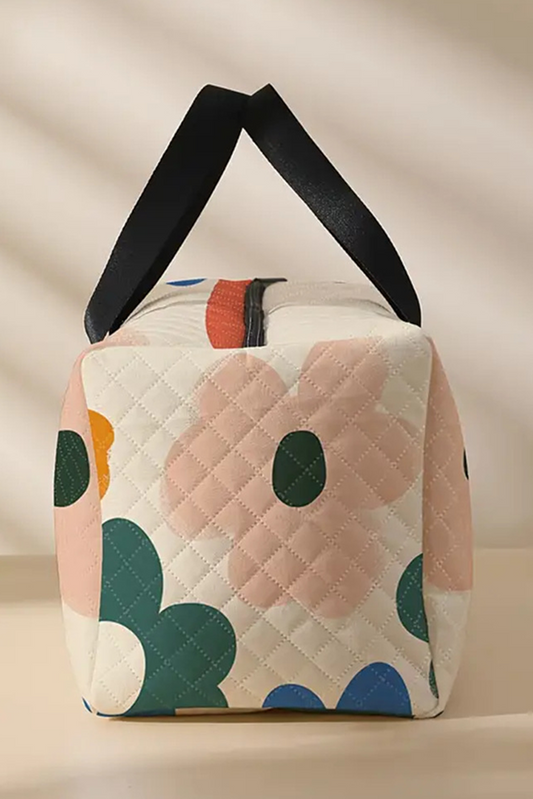 Quilted Flower Print Large Duffel Bag