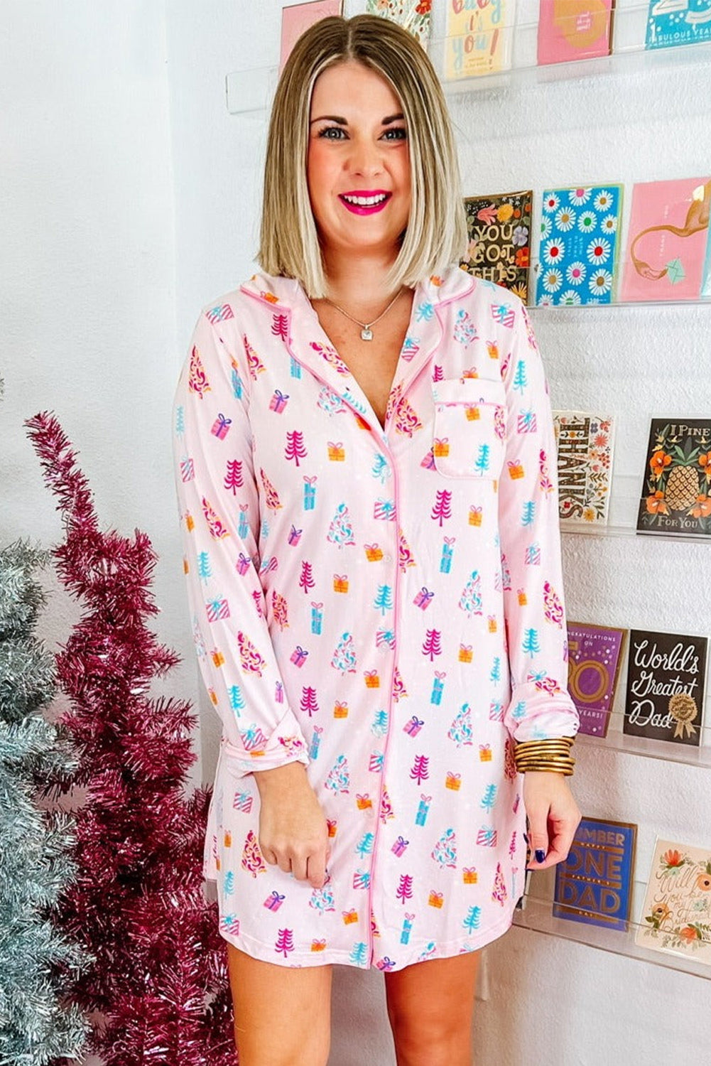 Twinkle Tree Shirt Sleep Dress