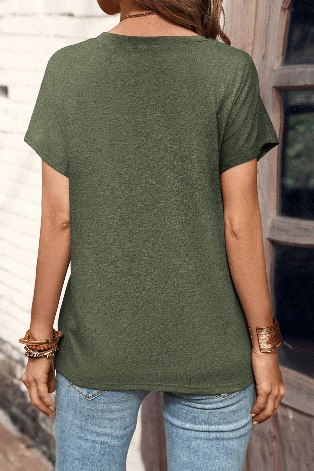 Four Leaf Clover Half-Button Crew Neck