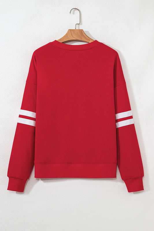 Fiery Red Glitter Trim GAME DAY Varsity Sweatshirt