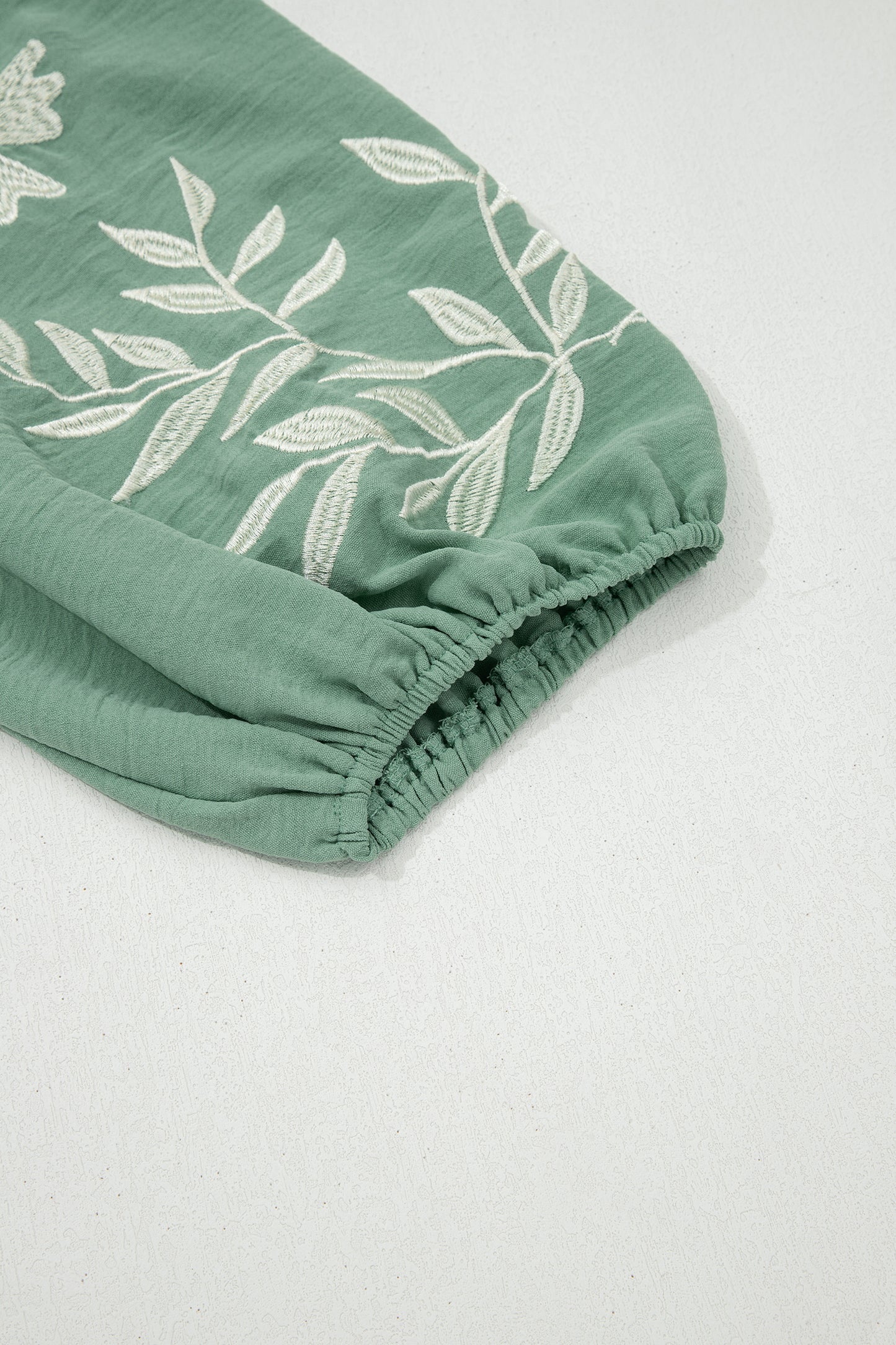 Embroidered Puff Sleeve Babydoll Blouse