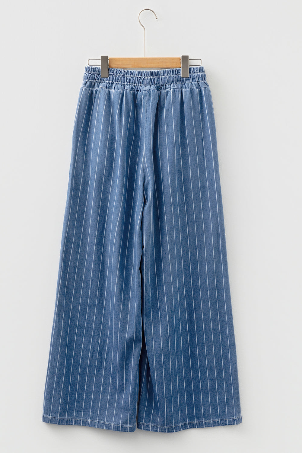 Striped Chambray Wide Leg Trousers