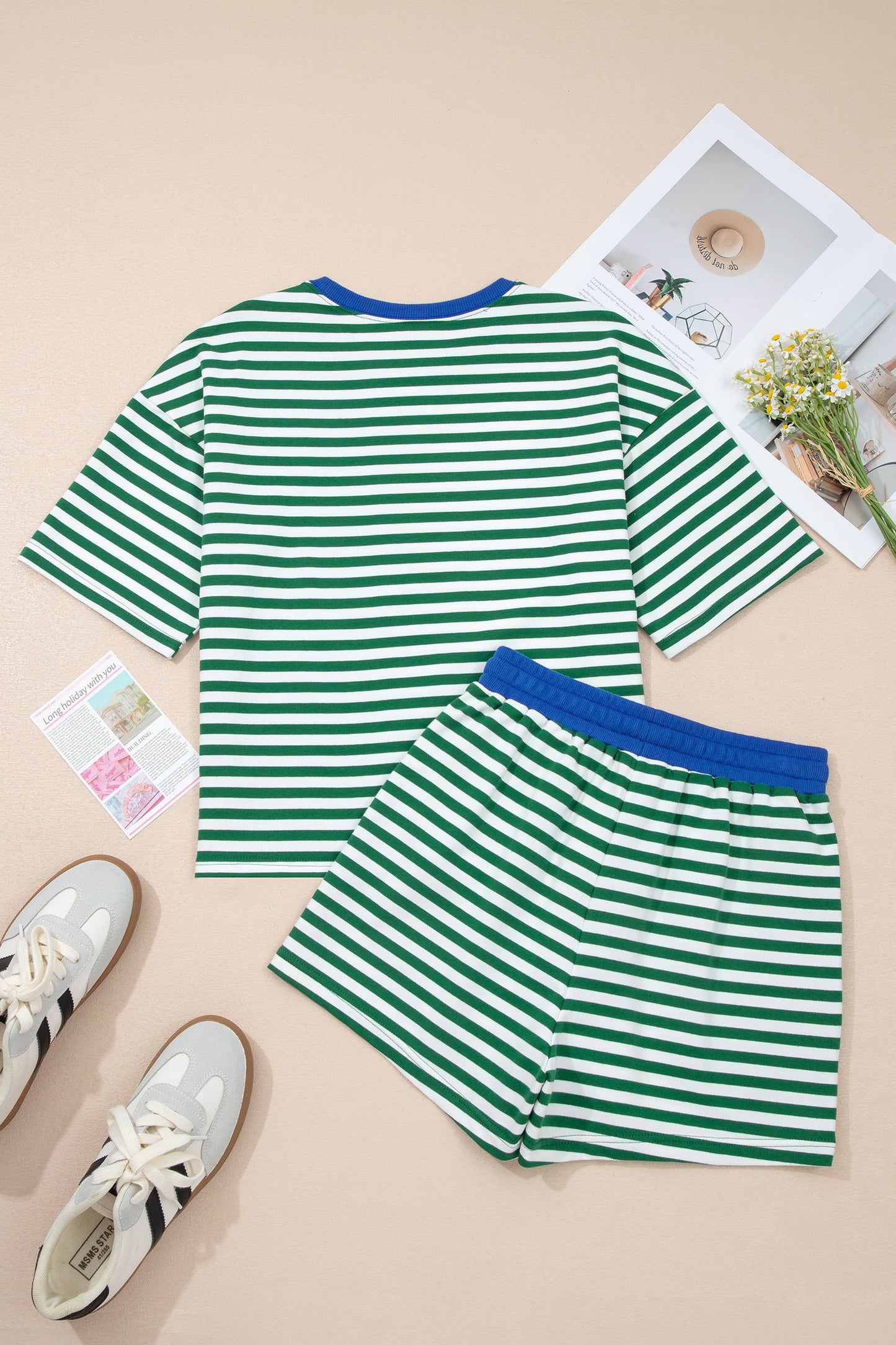 Striped Boxy Terry Shorts & Tee Set