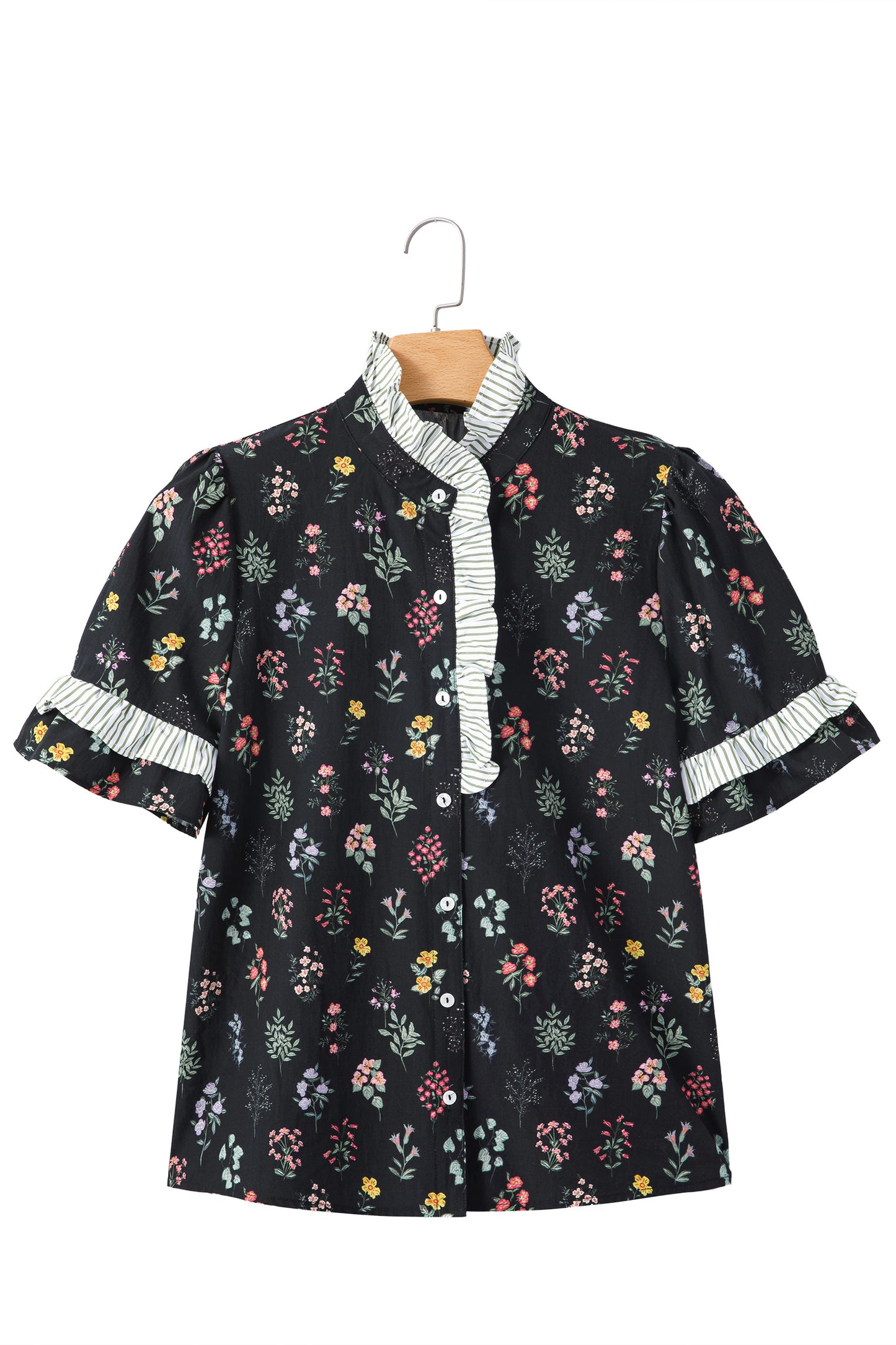 Frilled Trim Floral Blouse