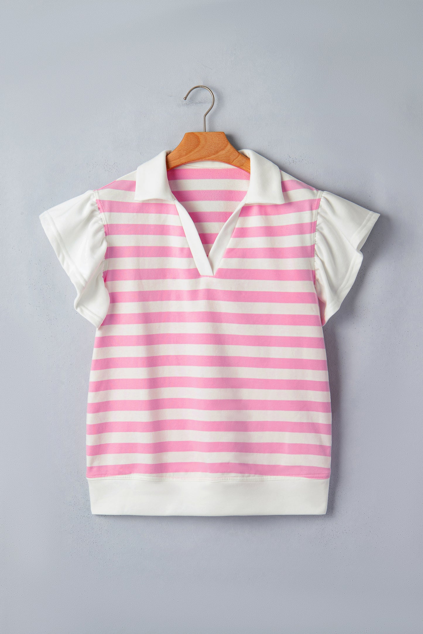Striped Ruffled Sleeve Blouse