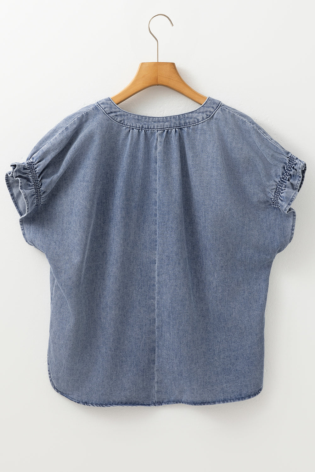 Dusk Blue Ruffled Denim Top