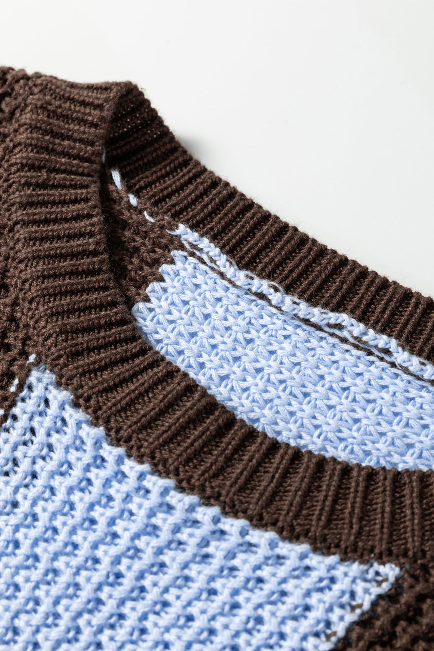 Blue Striped Color Block Sweater