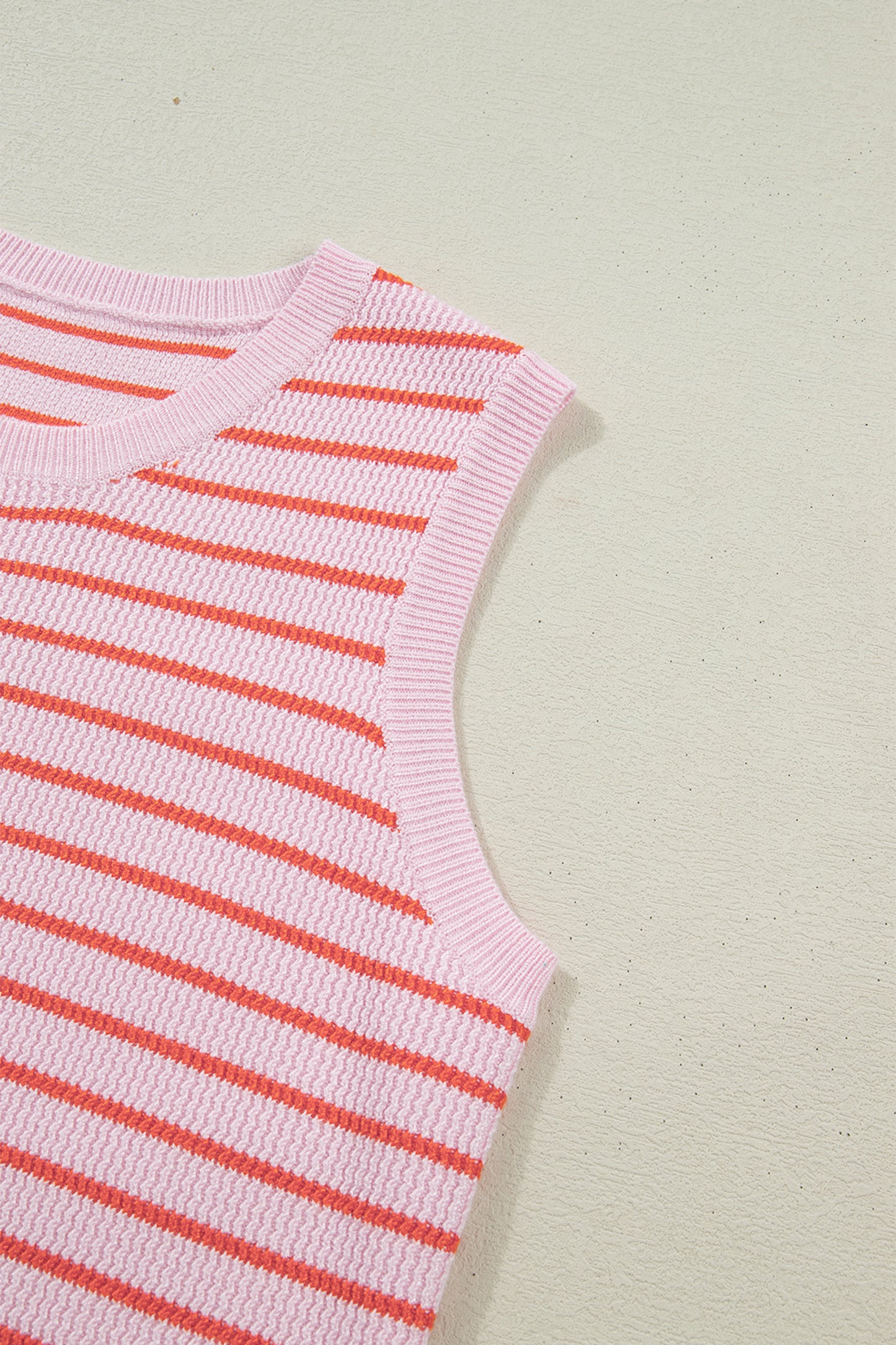 Sweet Striped Knit Sleeveless Sweater