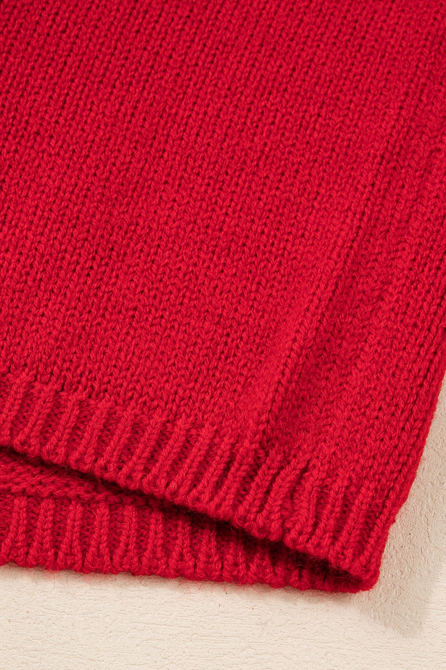 Fiery Red Festive Bubble Sleeve Sweater