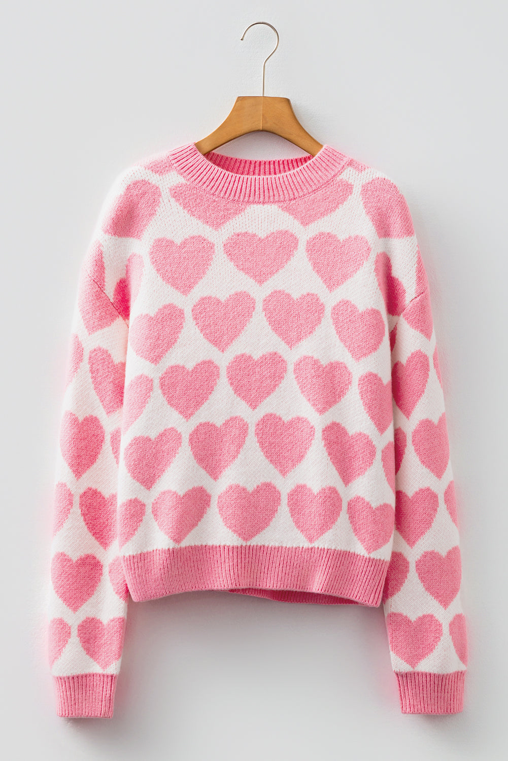 Strawberry Pink Heart Print Sweater